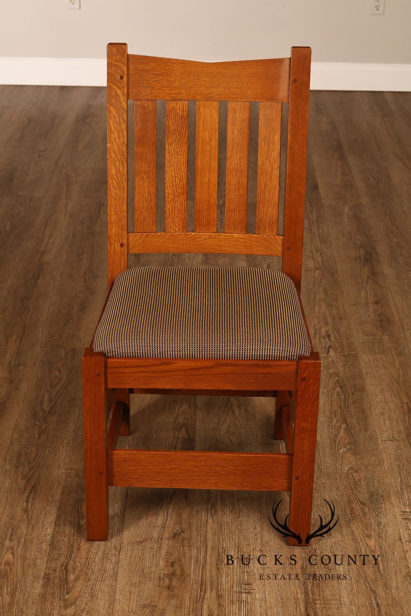 Stickley Mission Collection Set Of Four Oak Dining Side Chairs