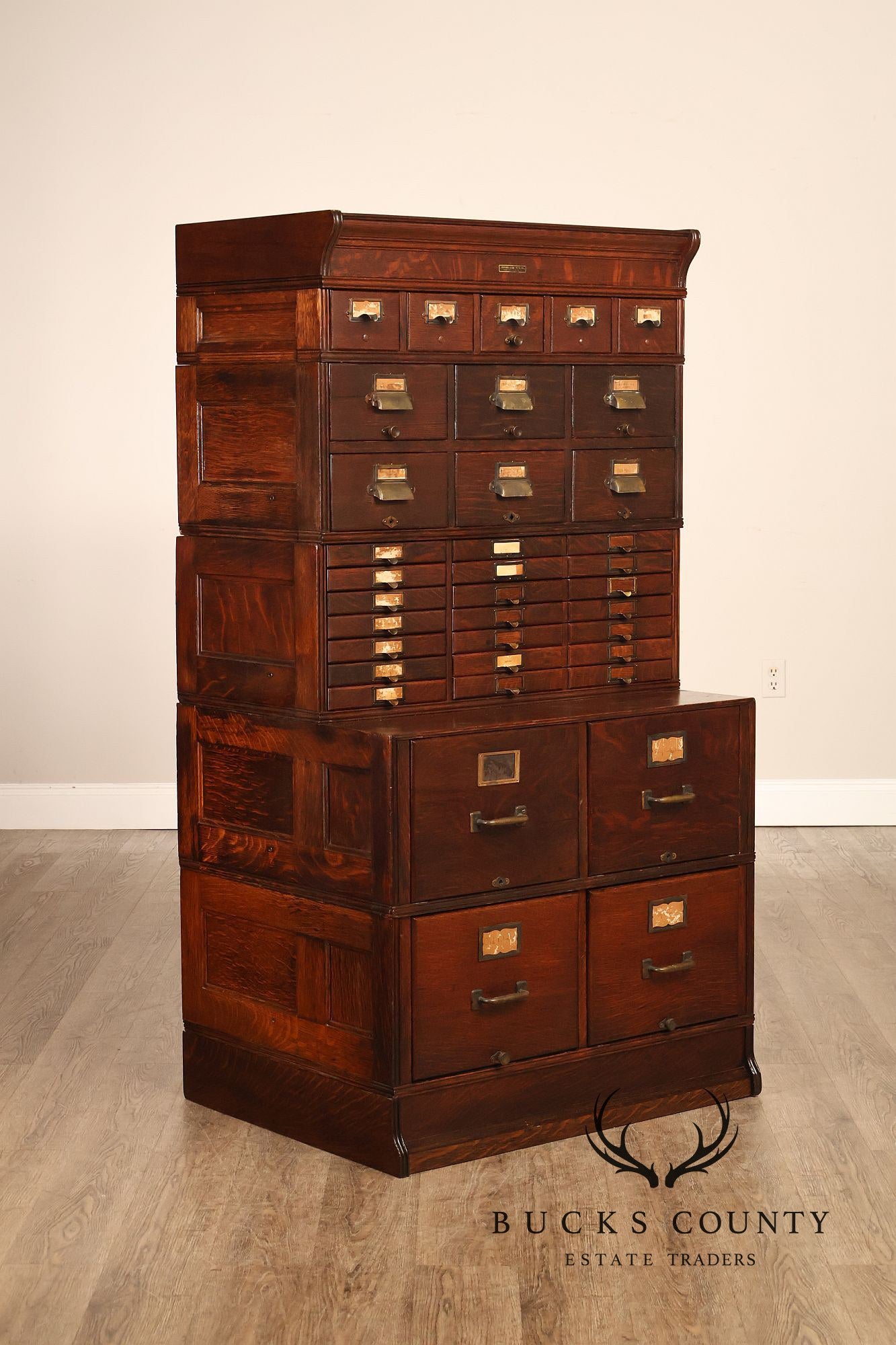 Yawman & Erbe Antique Oak Multi-Drawer File Cabinet