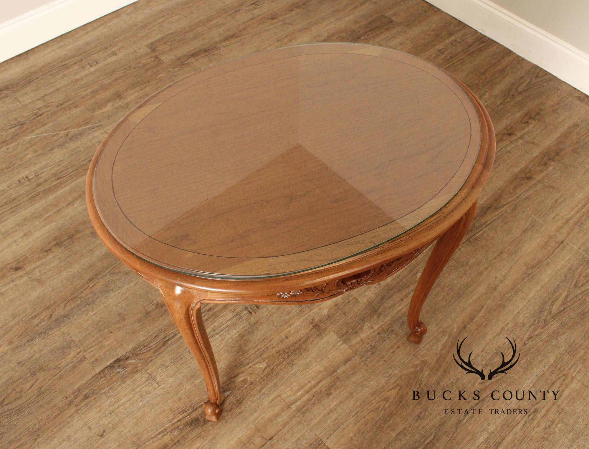 French Louis XV Style Glass Top Side Table