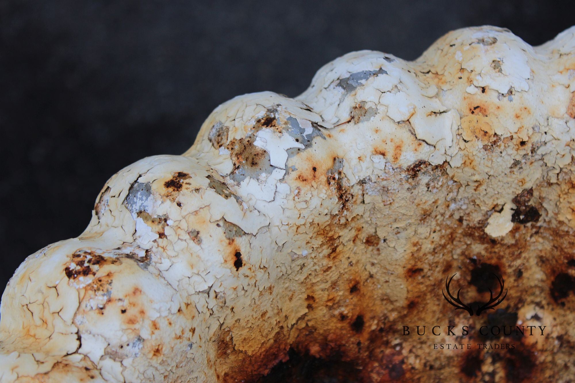 Vintage Pair of Painted Cast Iron Garden Urns on Stands