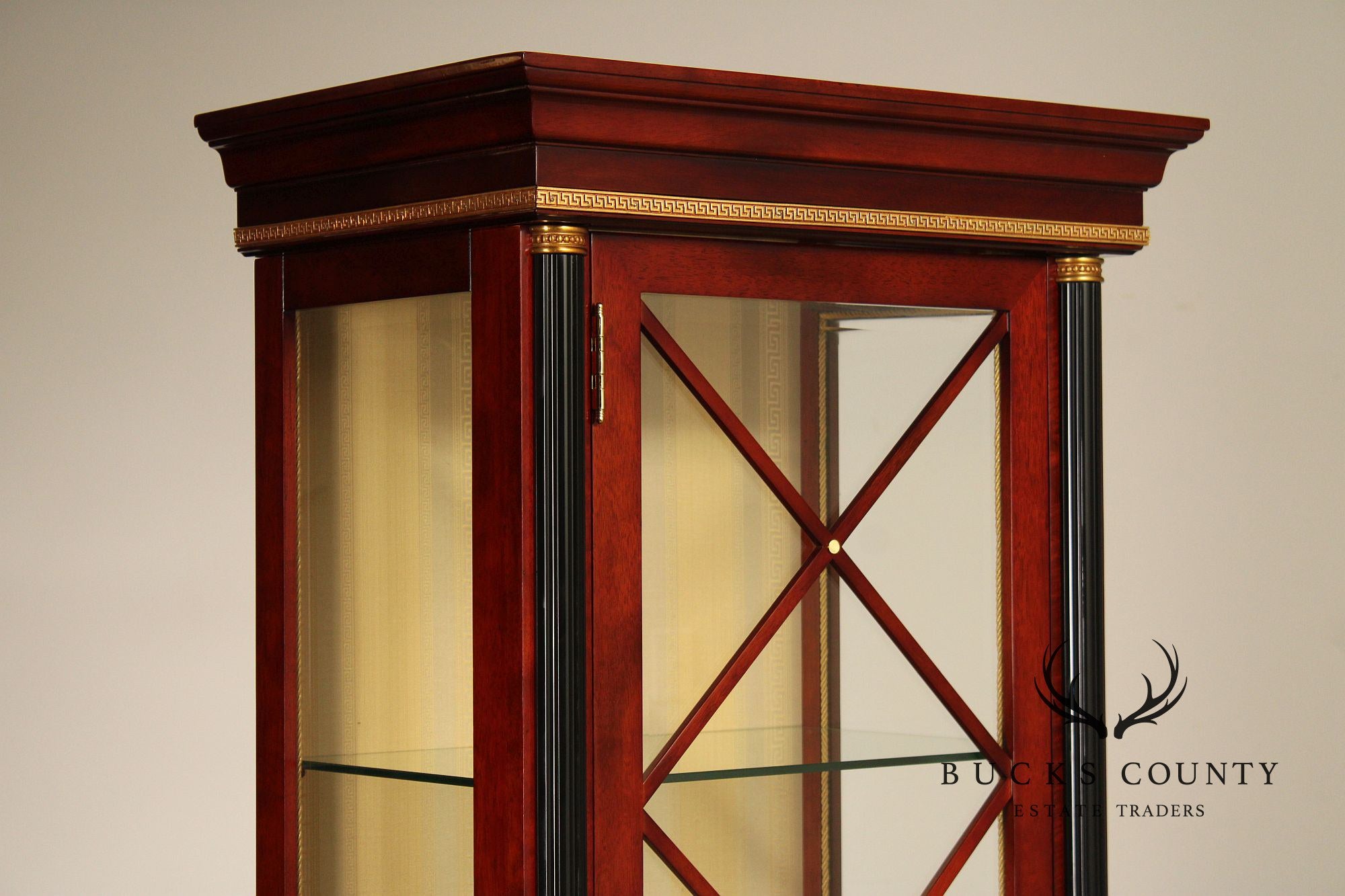 Regency Style Mahogany And Ebonized Pair Of Display Cabinets By Infinity Gigasso