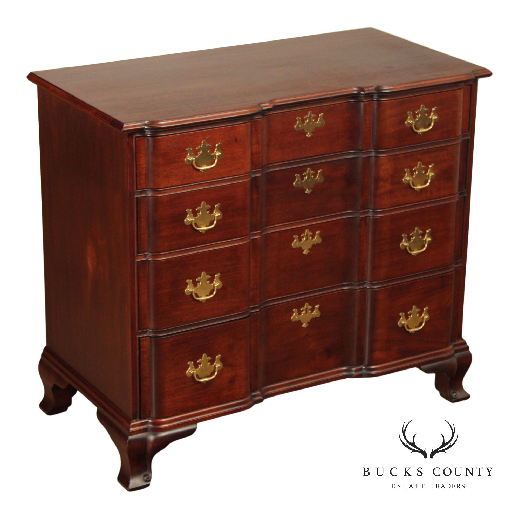 Kindel Chippendale Style Mahogany Blockfront Chest
