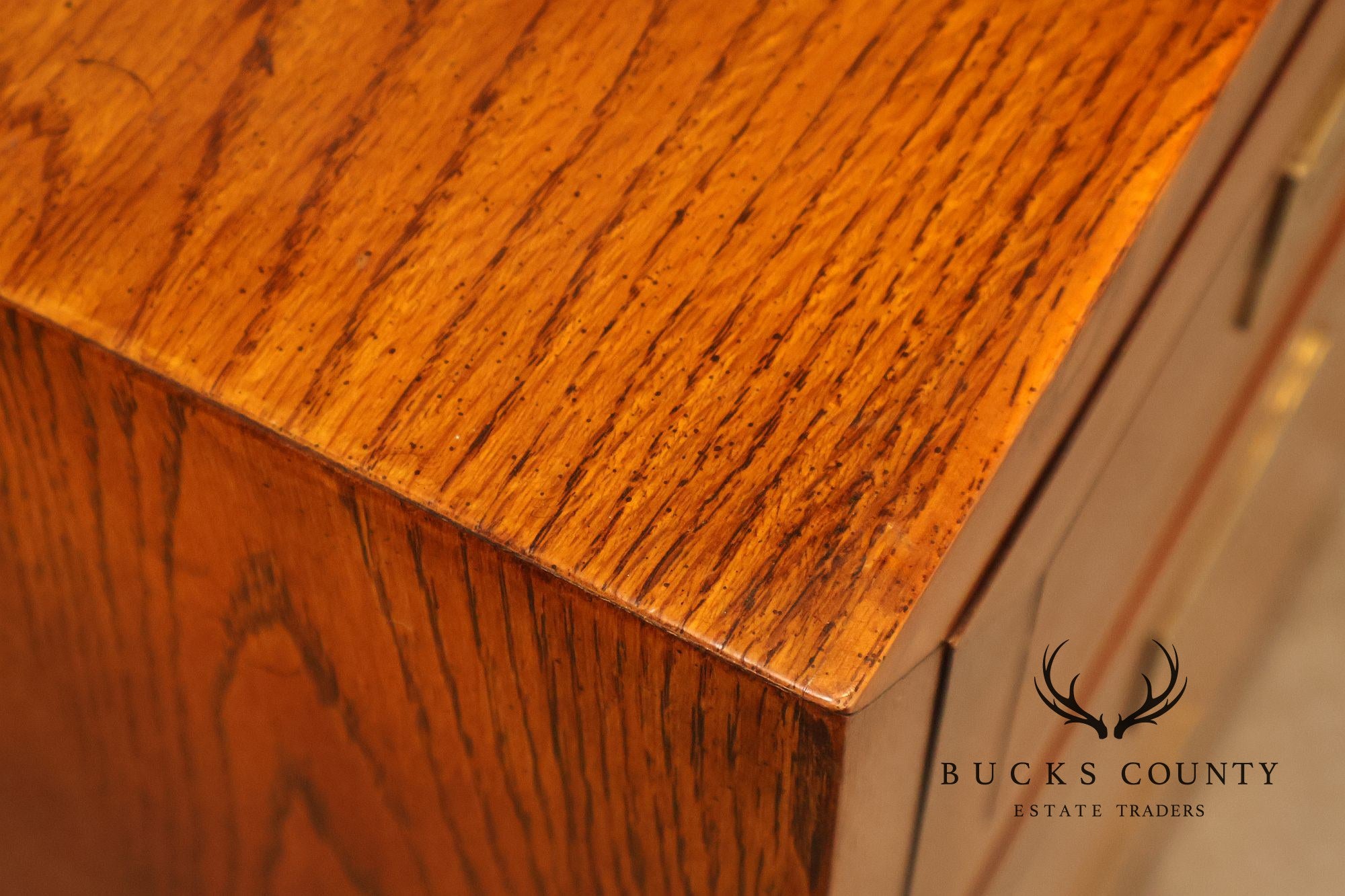 Henredon Campaign Style Oak Seven Drawer Dresser