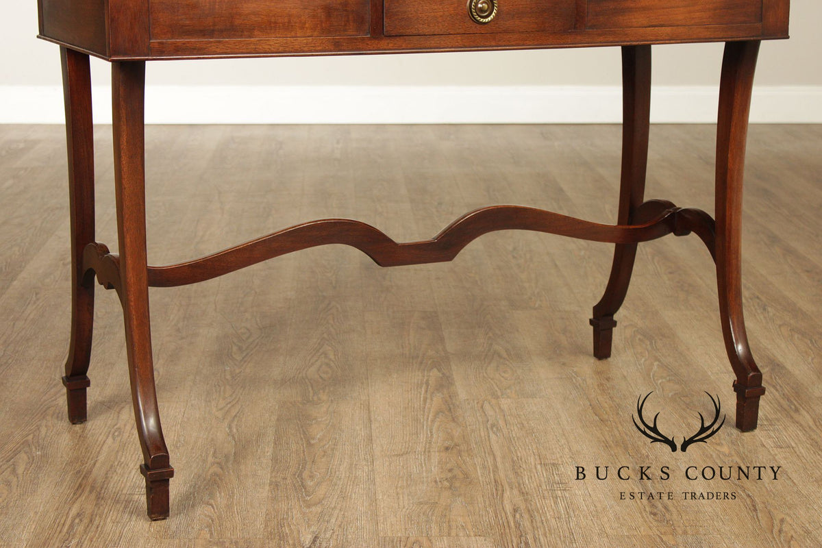 Vintage Hepplewhite Style Mahogany Marble Top Console Server Table