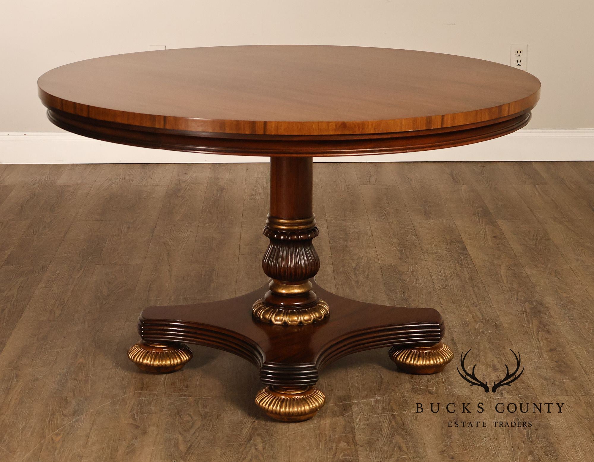 English Regency Style 48" Round Mahogany Center Table