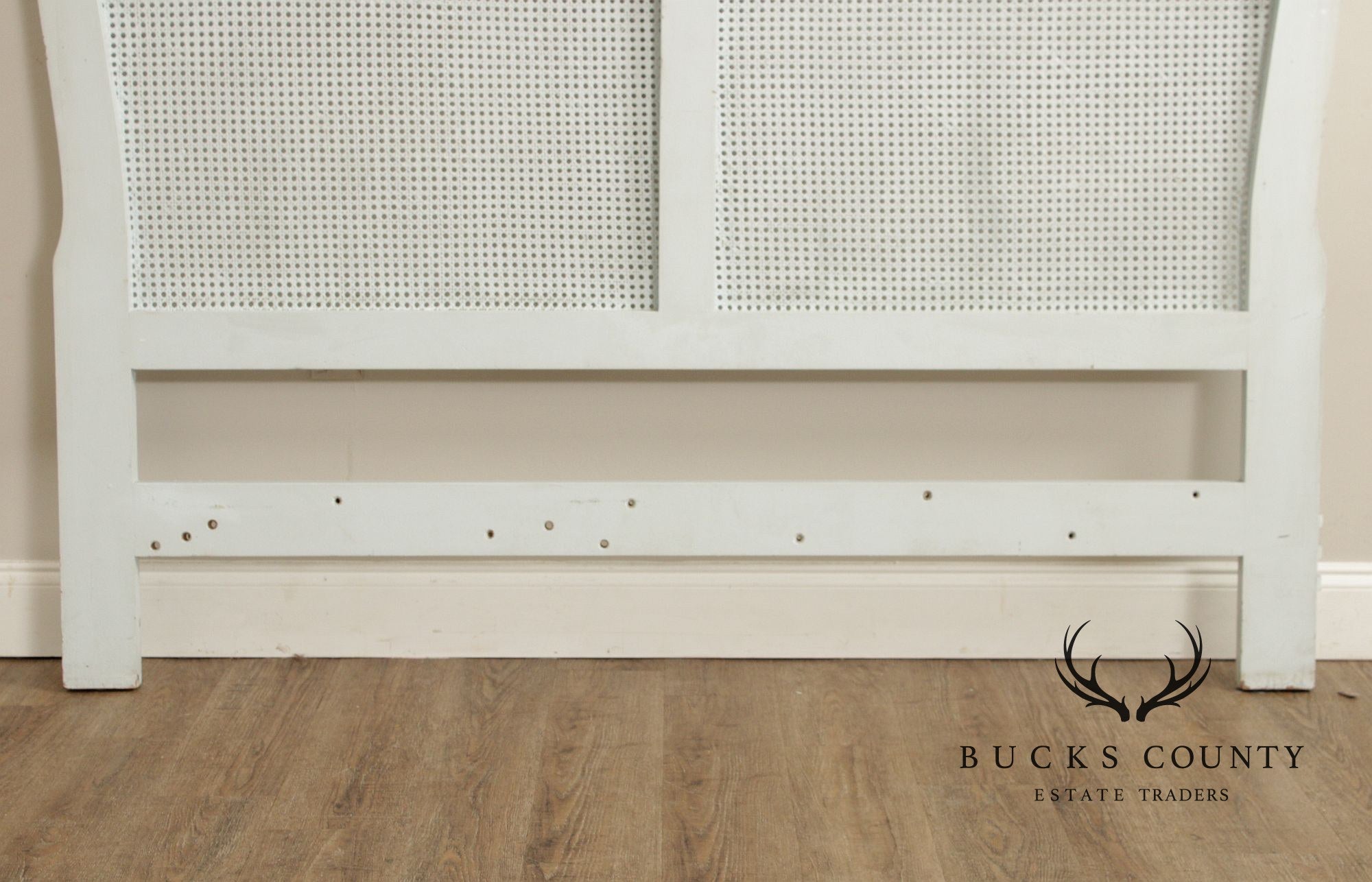 French Provincial Style Queen Size Painted Caned Headboard