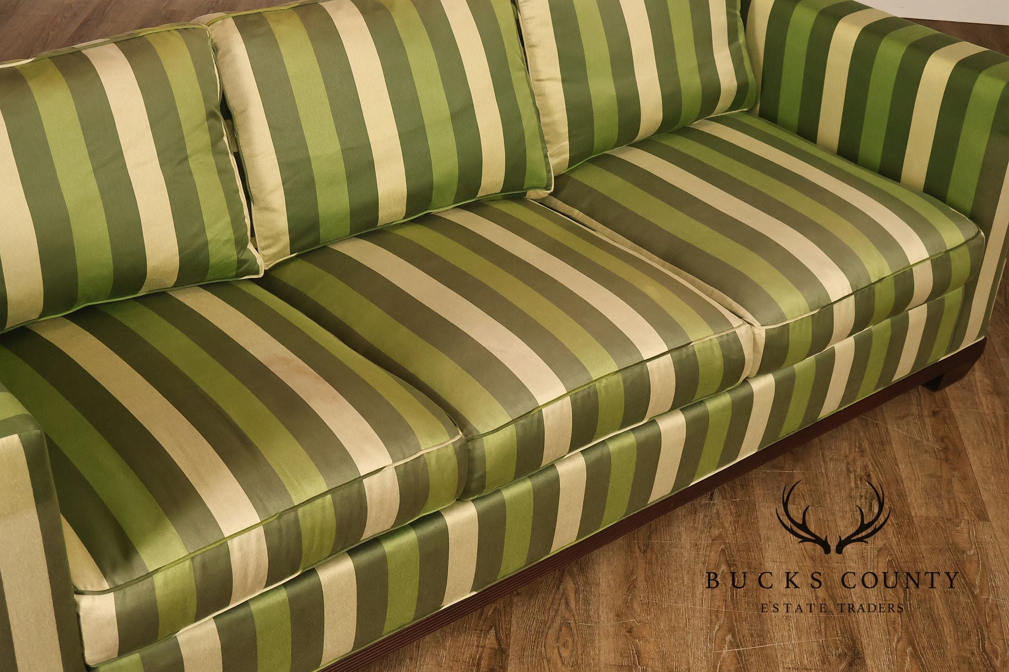 Baker Furniture Barbara Barry Reeded Base Three Cushion Sofa