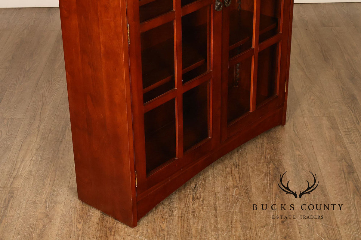 Robert Bergelin Company Custom Arts And Crafts Cherry Glass Door Bookcase Cabinet