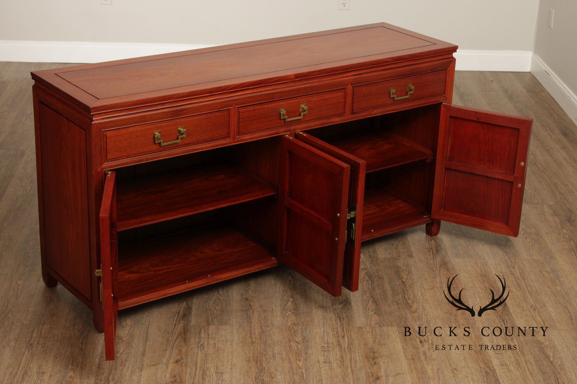 George Zee Chinoiserie Teak Sideboard