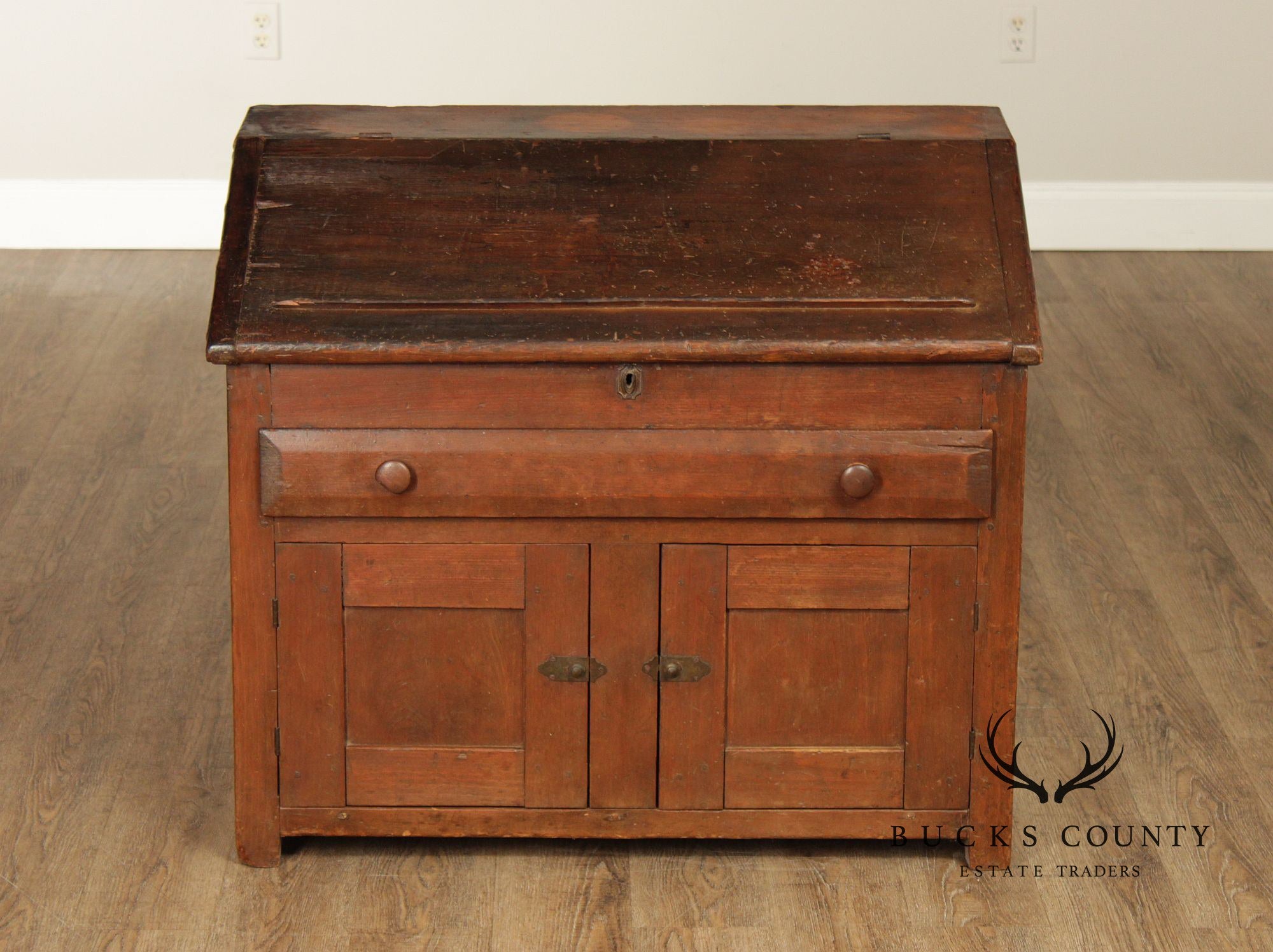 Antique Country Pine Slant Front Schoolmaster’s Desk