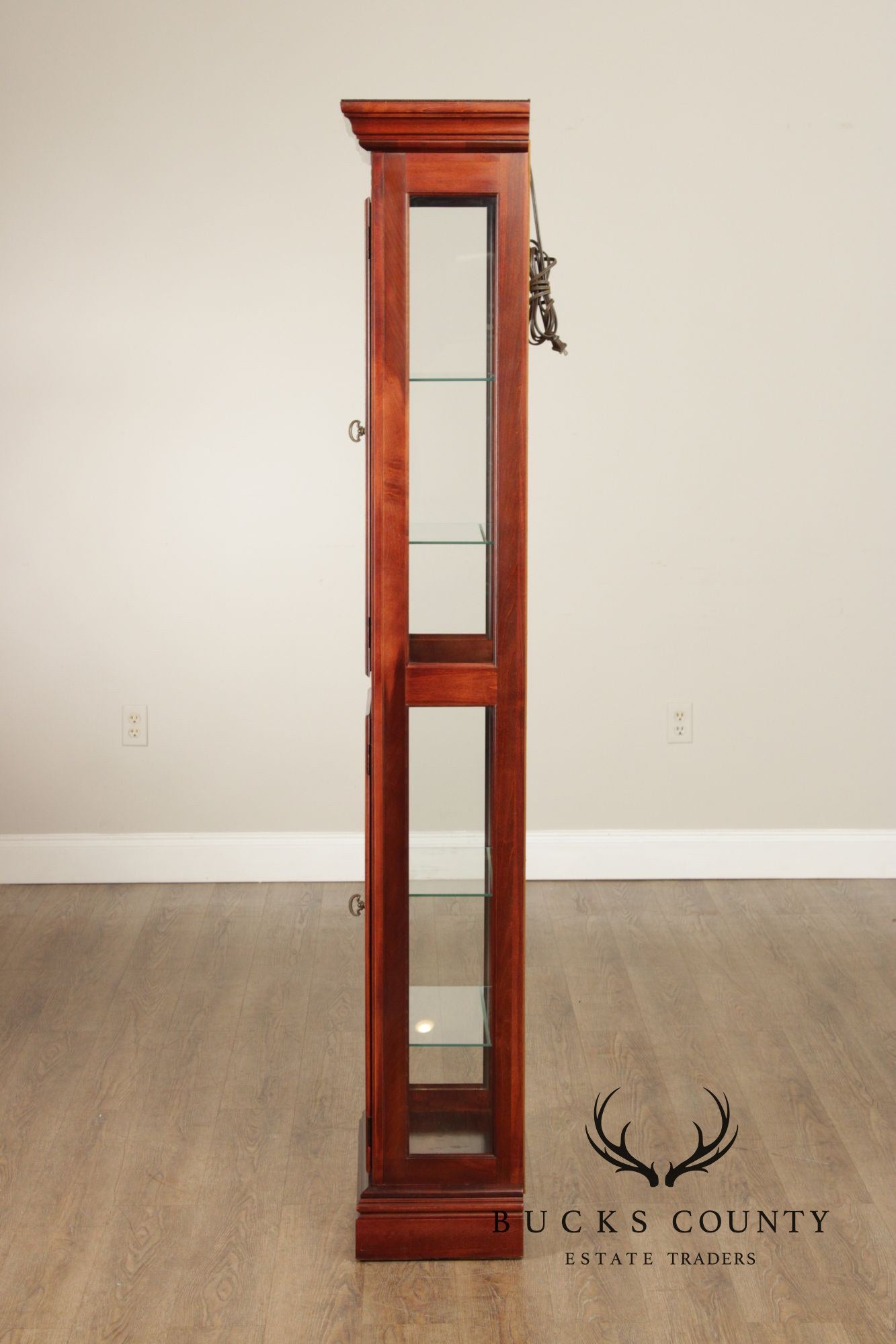 Traditional Cherry and Beveled Glass Curio Display Cabinet