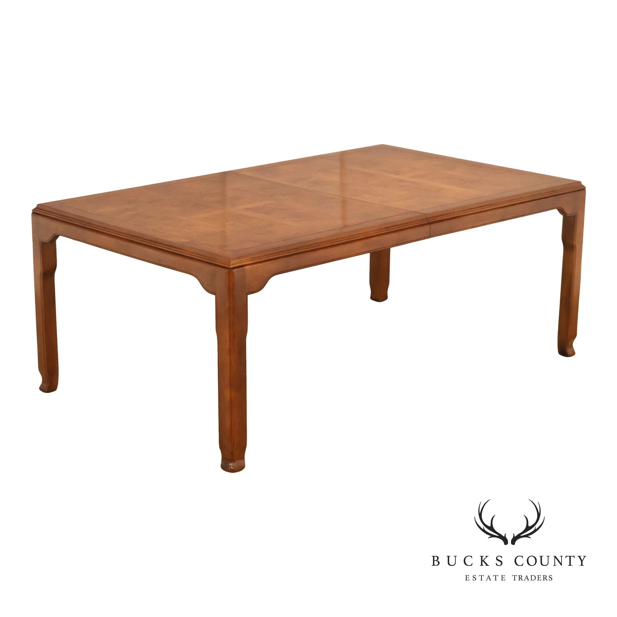 Century Furniture Chin Hua Burl Wood Parsons Expandable Dining Table