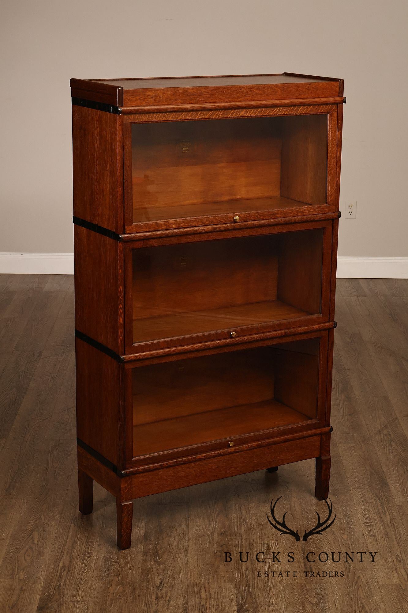 Macey Antique Oak Three Stack Barrister Bookcase