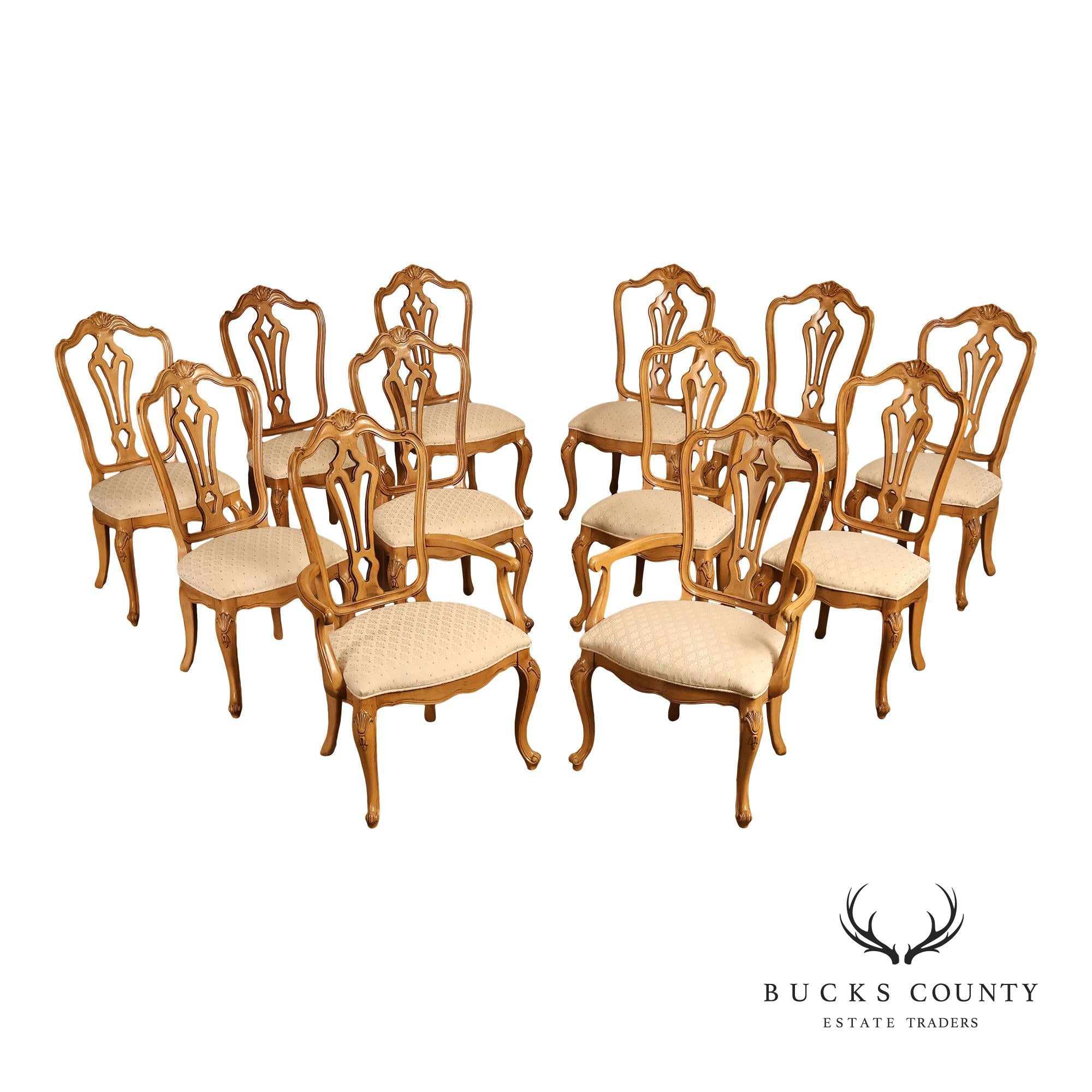 Century Furniture Set Of 12 Louis XV Style Dining Chairs, 2 Arm And 10 Side