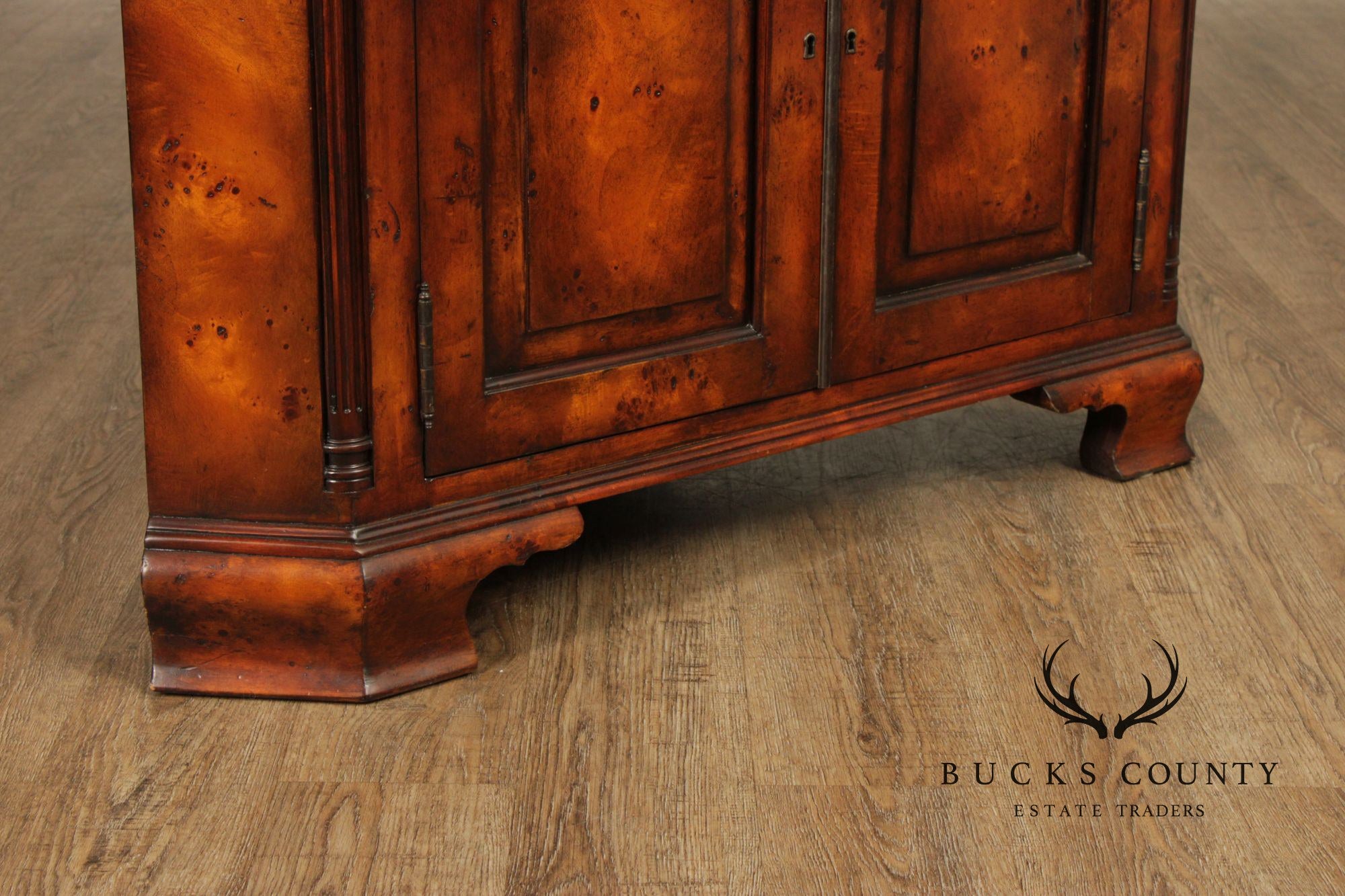 Theodore Alexander Georgian Style Burlwood Corner Cabinet