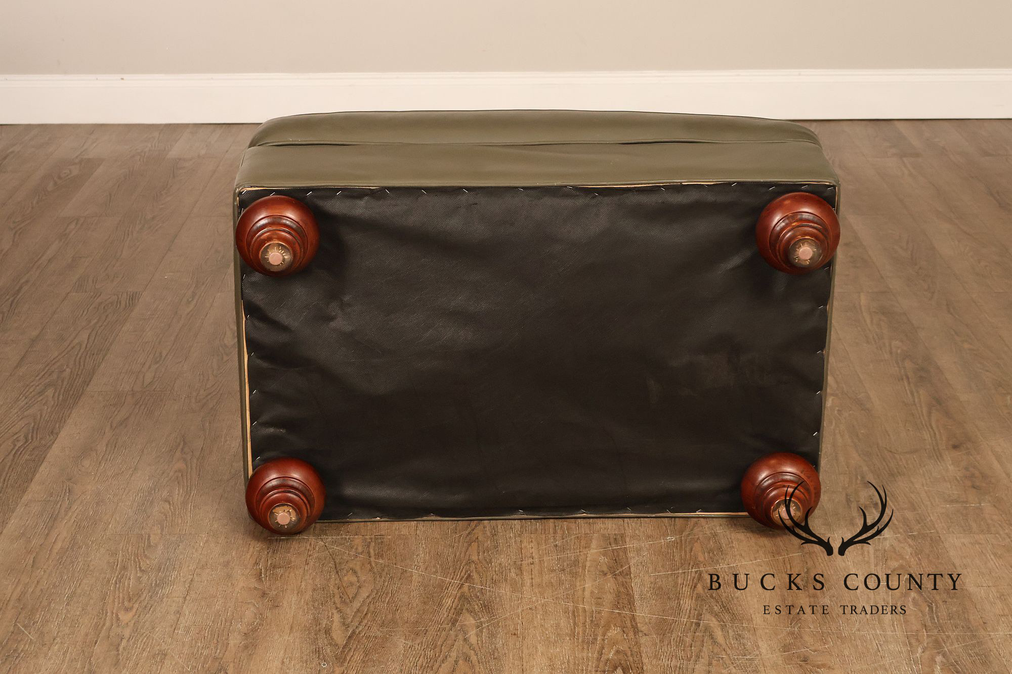 Ethan Allen Traditional Leather Ottoman