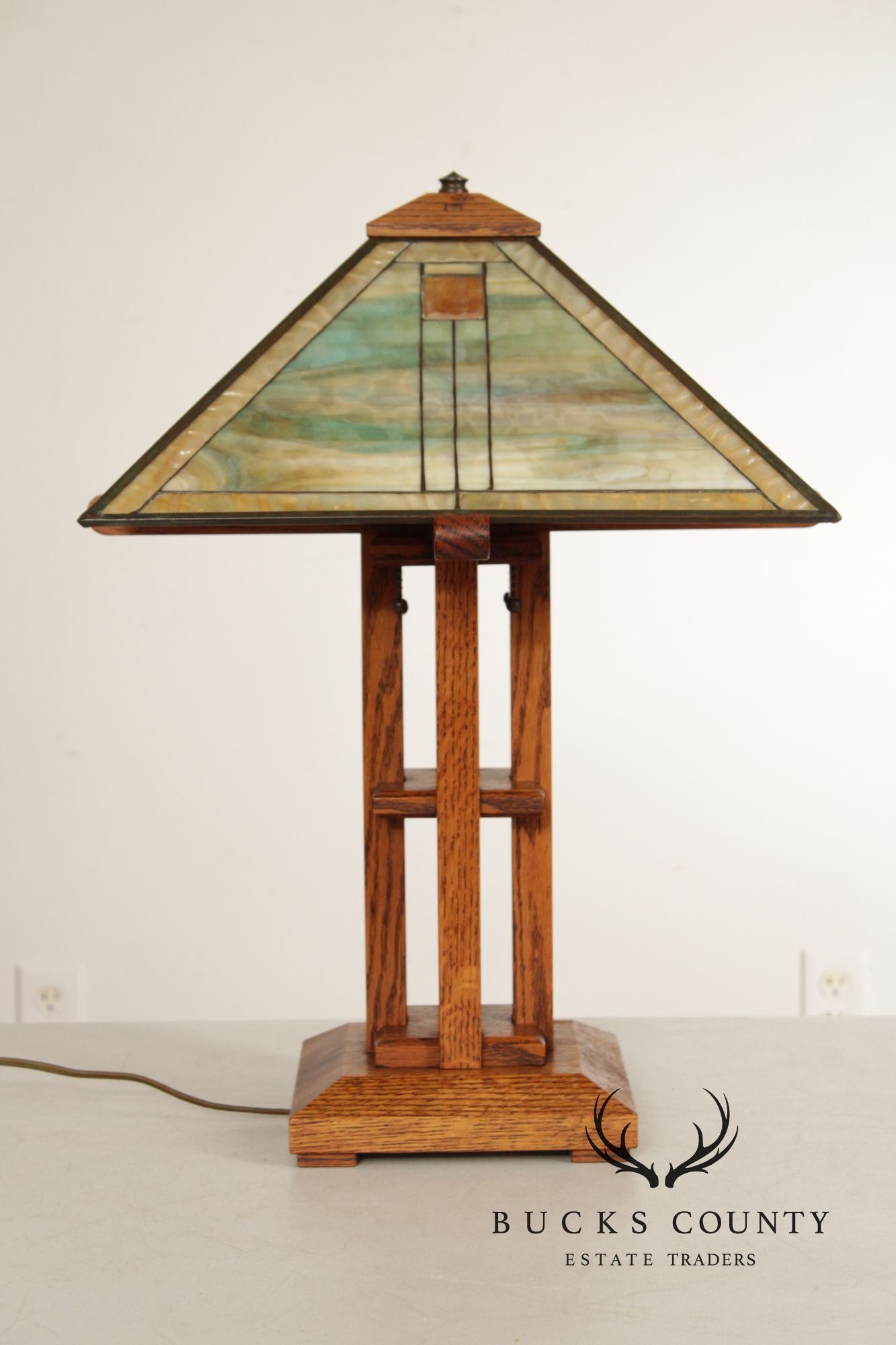 Aurora Studios Arts & Crafts Prairie Style Leaded Glass Table Lamp
