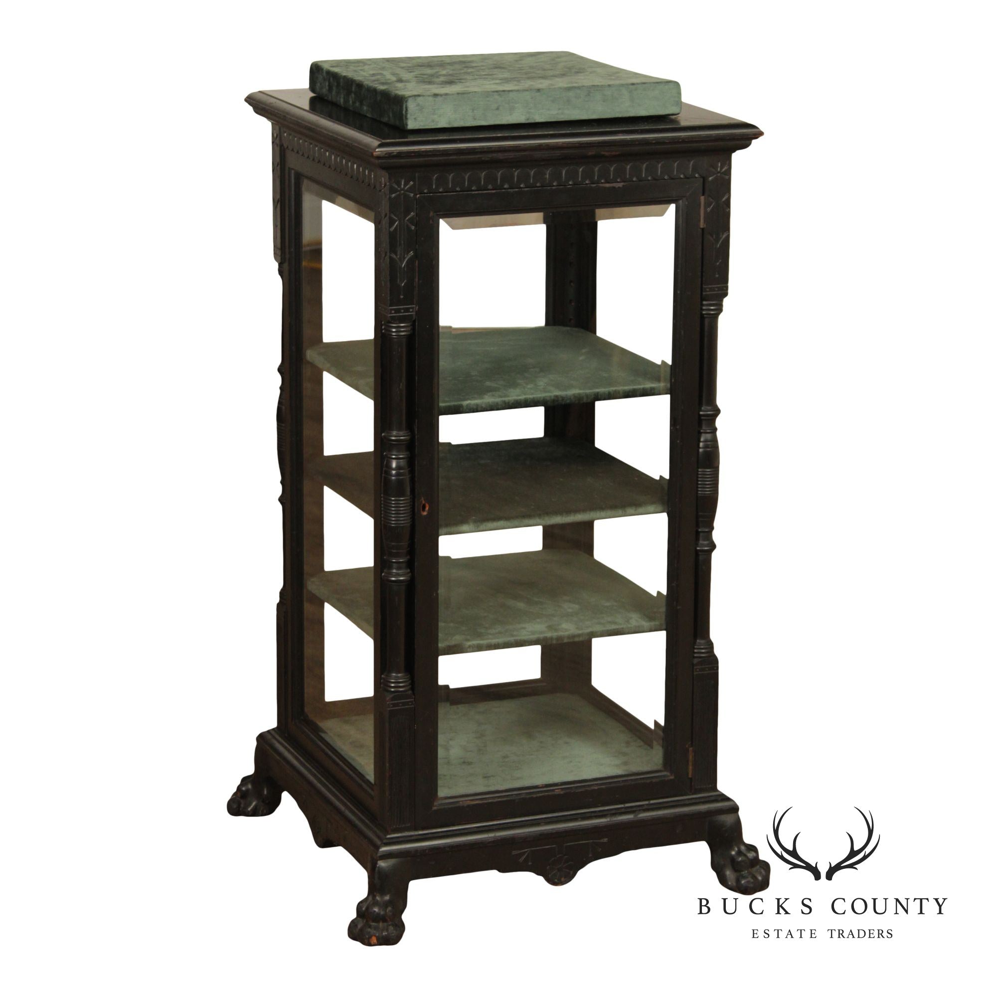 Antique Aesthetic Ebonized Jewelers Display Cabinet