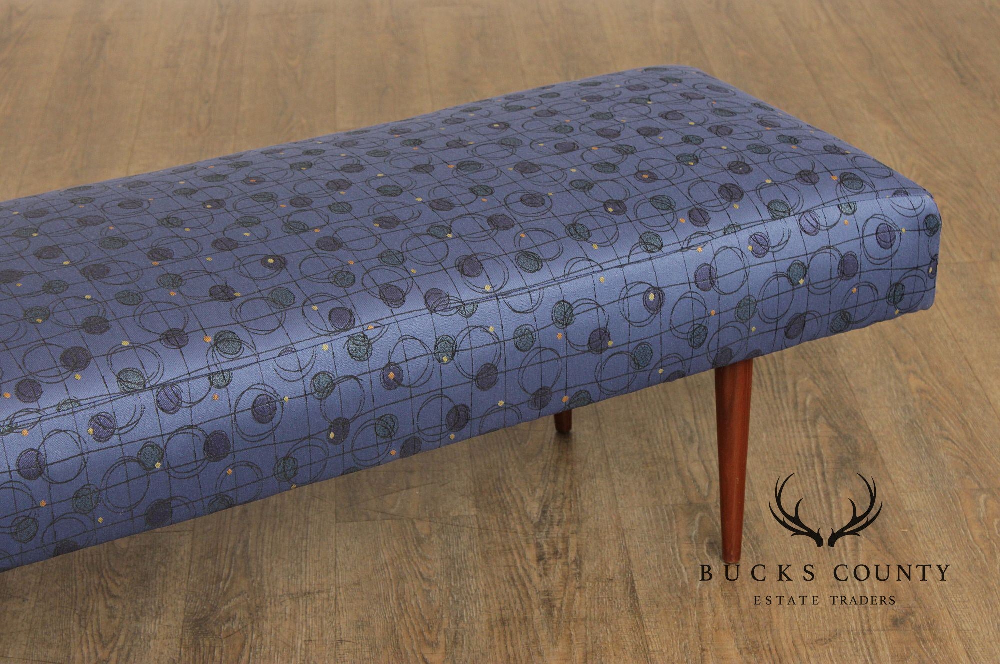 Mid Century Modern Upholstered Walnut Bench