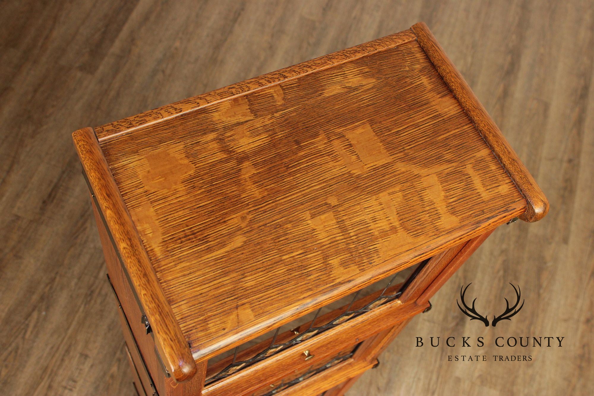 Globe Wernicke Antique Narrow Oak Four-Section Barrister Bookcase