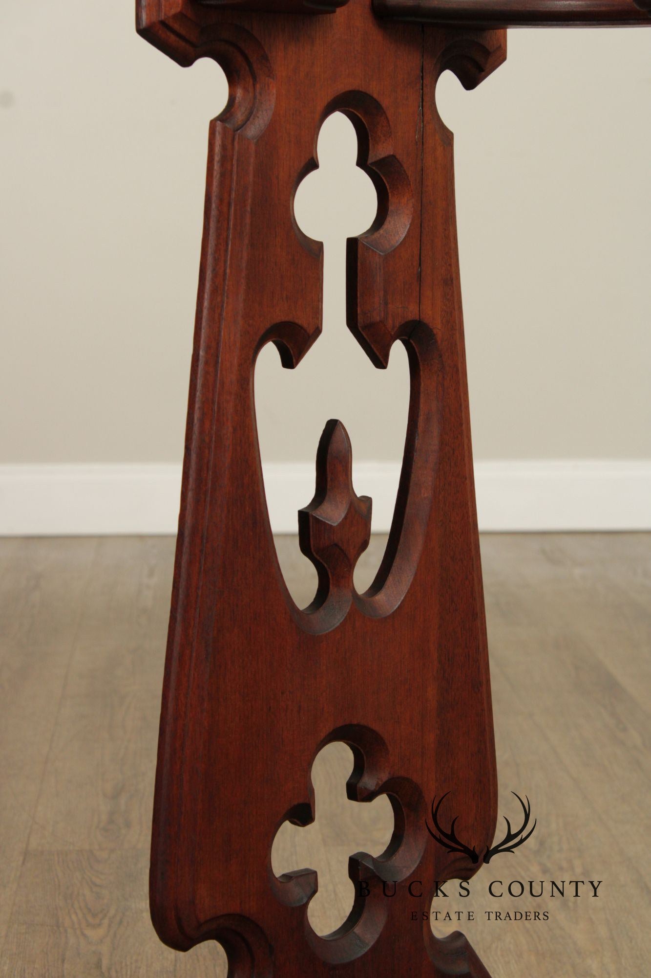 Antique Victorian Gothic Revival Umbrella Stand With Cast Iron Drip Pan