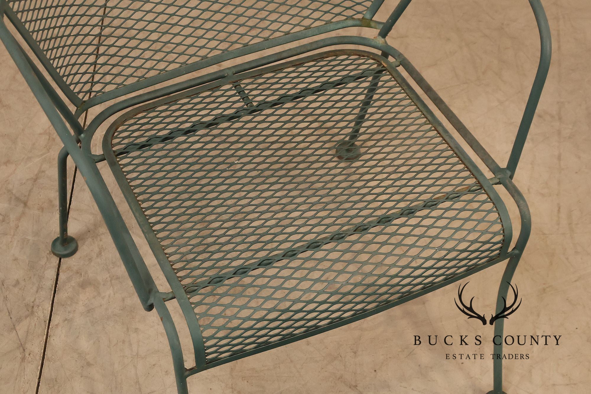 Vintage Wrought Iron Round Patio Table And Four Chairs Set
