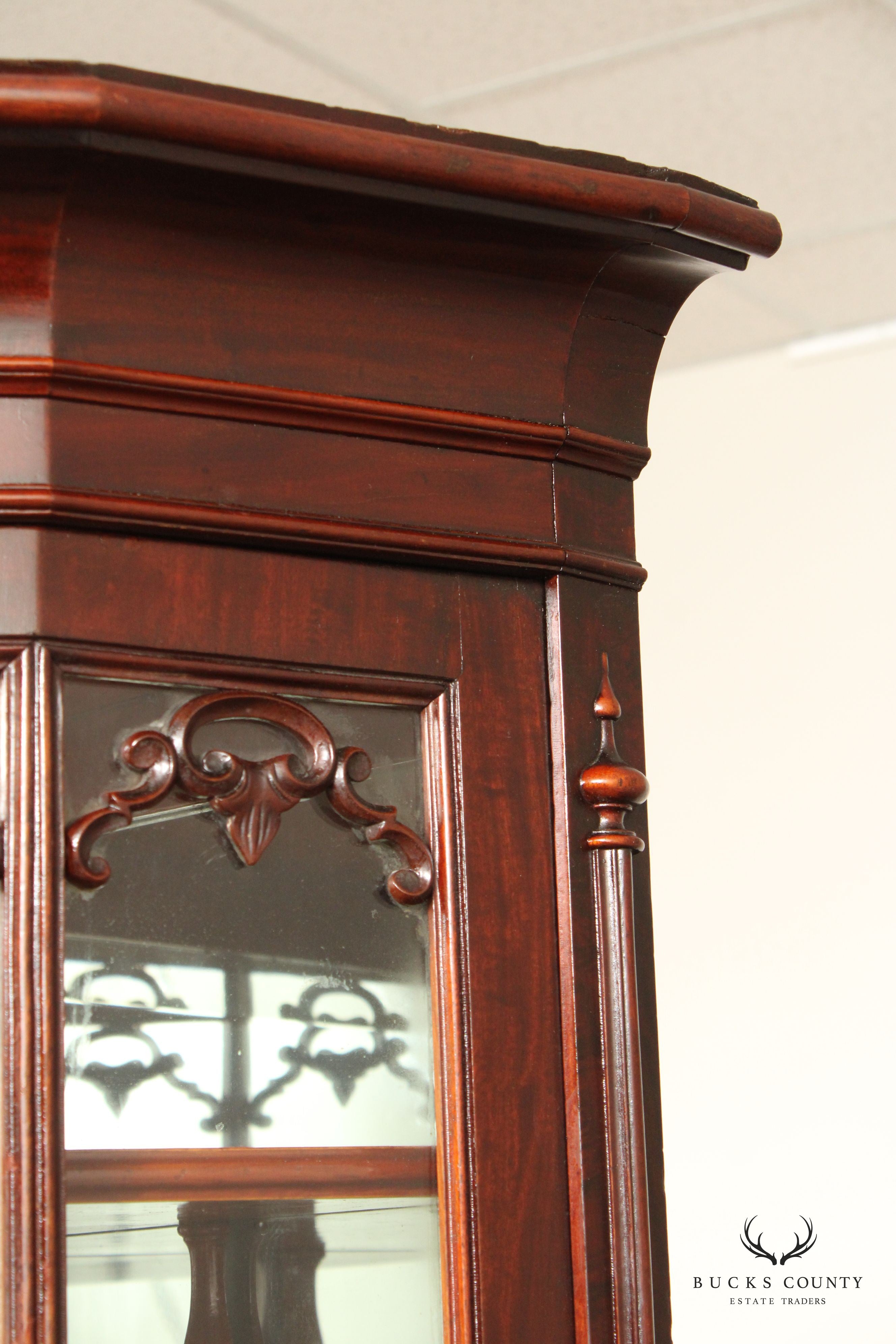 Mitchell & Rammelsberg Antique Victorian Carved Mahogany Corner Cabinet