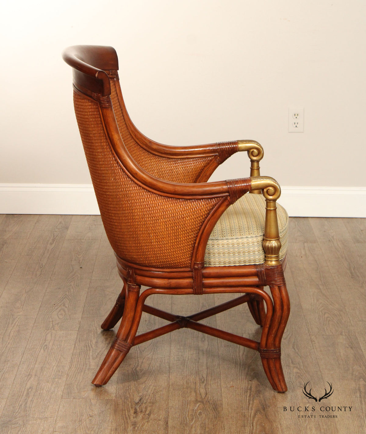 Ethan Allen British Colonial Style Rattan 'Bermuda' Armchair