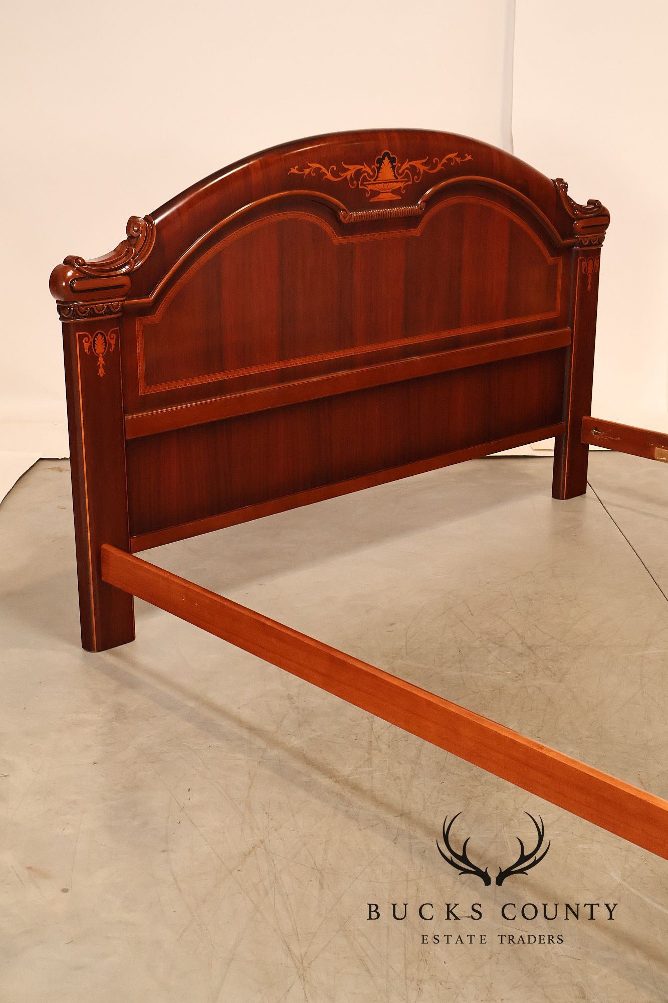 Italian Neoclassical Style King Size Mahogany Inlaid Bed
