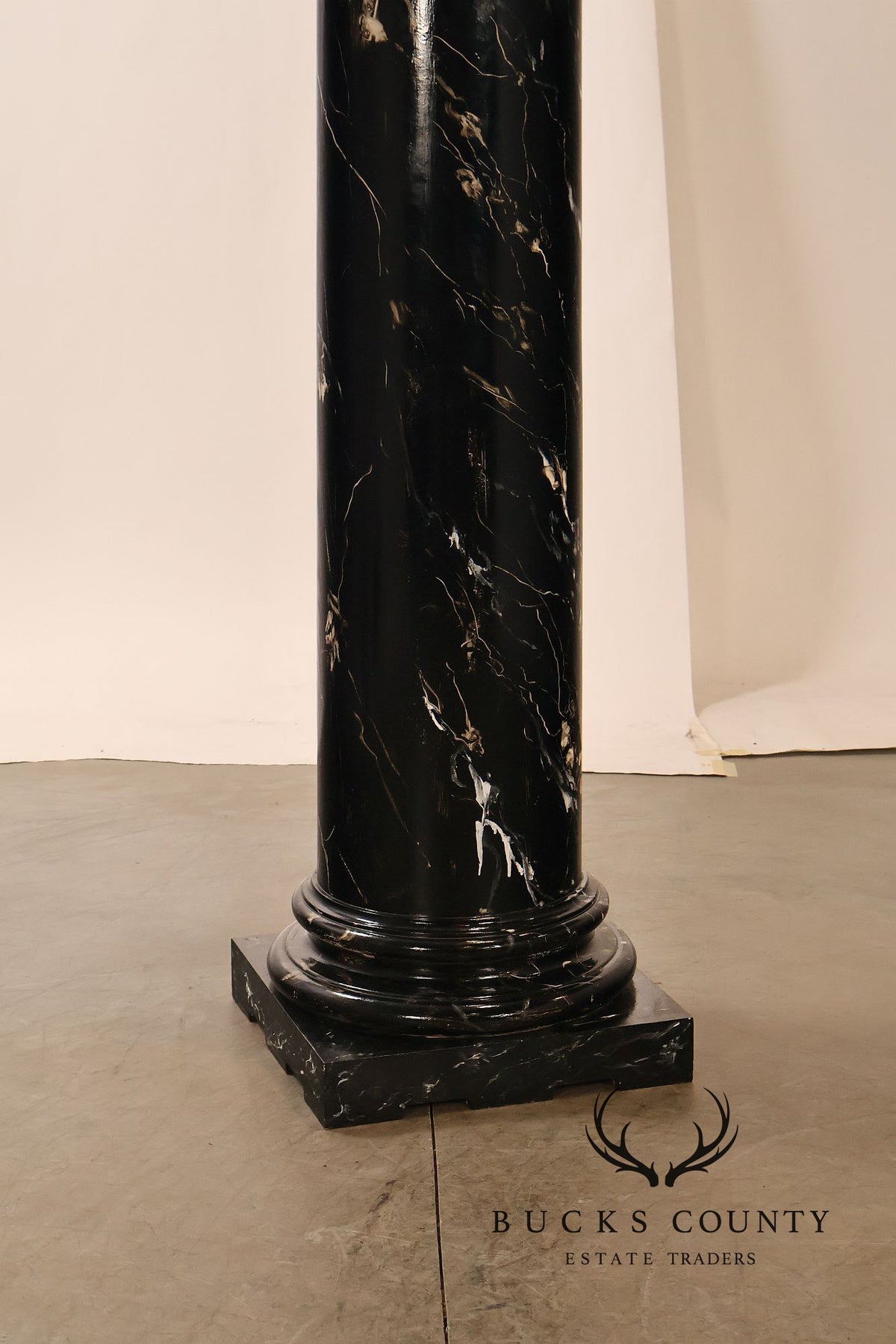 Monumental Neoclassical Faux Marble And Gilt Corinthian Decorative Column