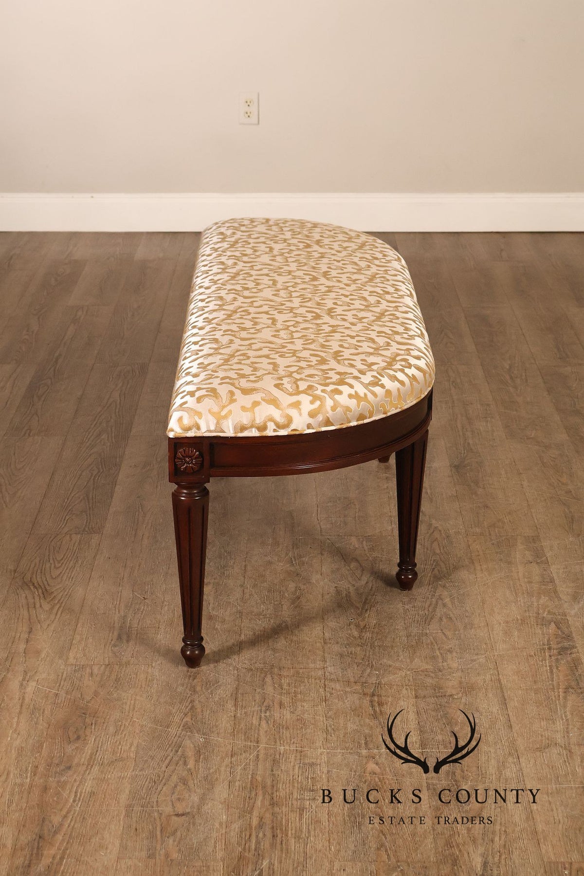 Henkel Harris French Louis XVI Mahogany Demilune Bench