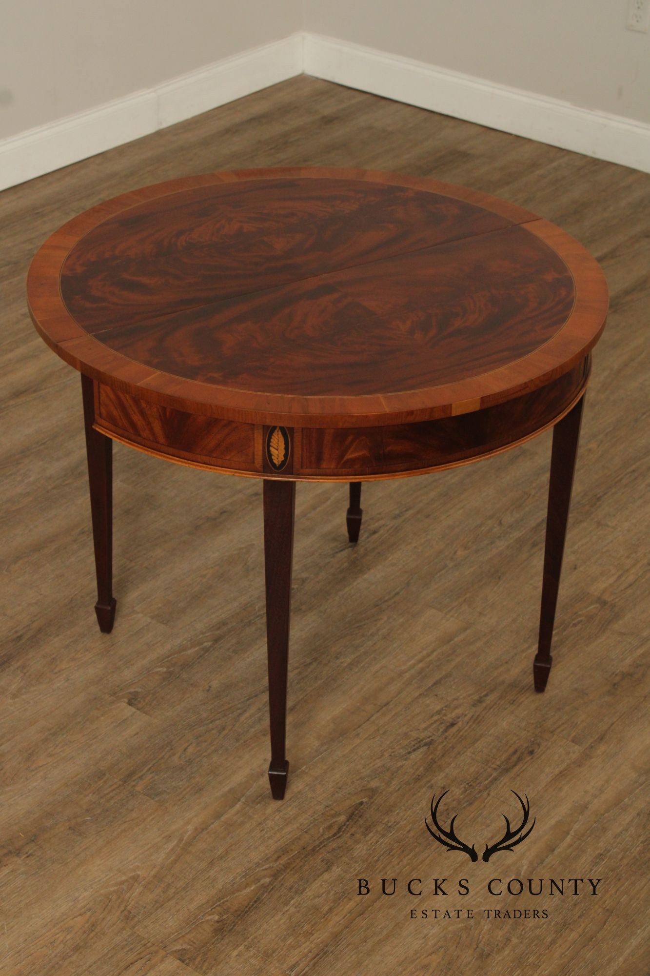 Hekman Federal Style Mahogany And Yew Wood Demilune Game Table
