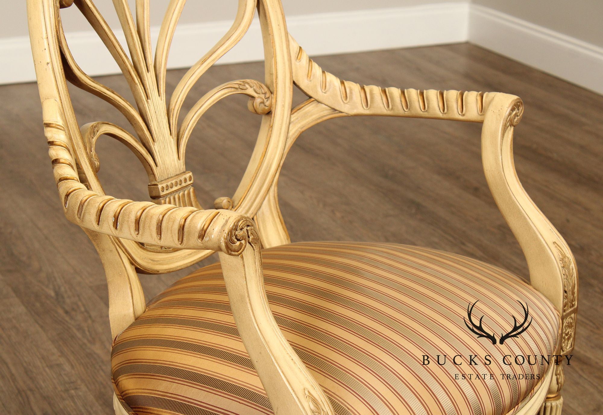 Hickory Chair Italian Provincial Style Cream-Painted Armchair