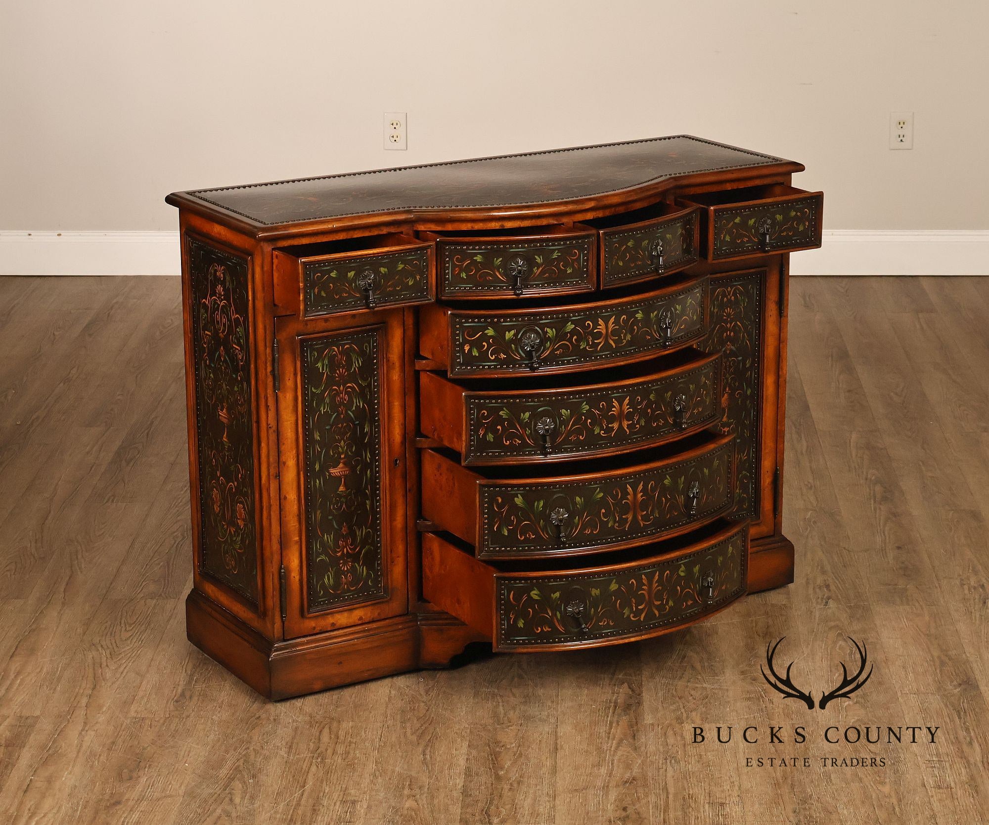 Theodore Alexander Decorated Chest With Drawers And Cabinet Doors