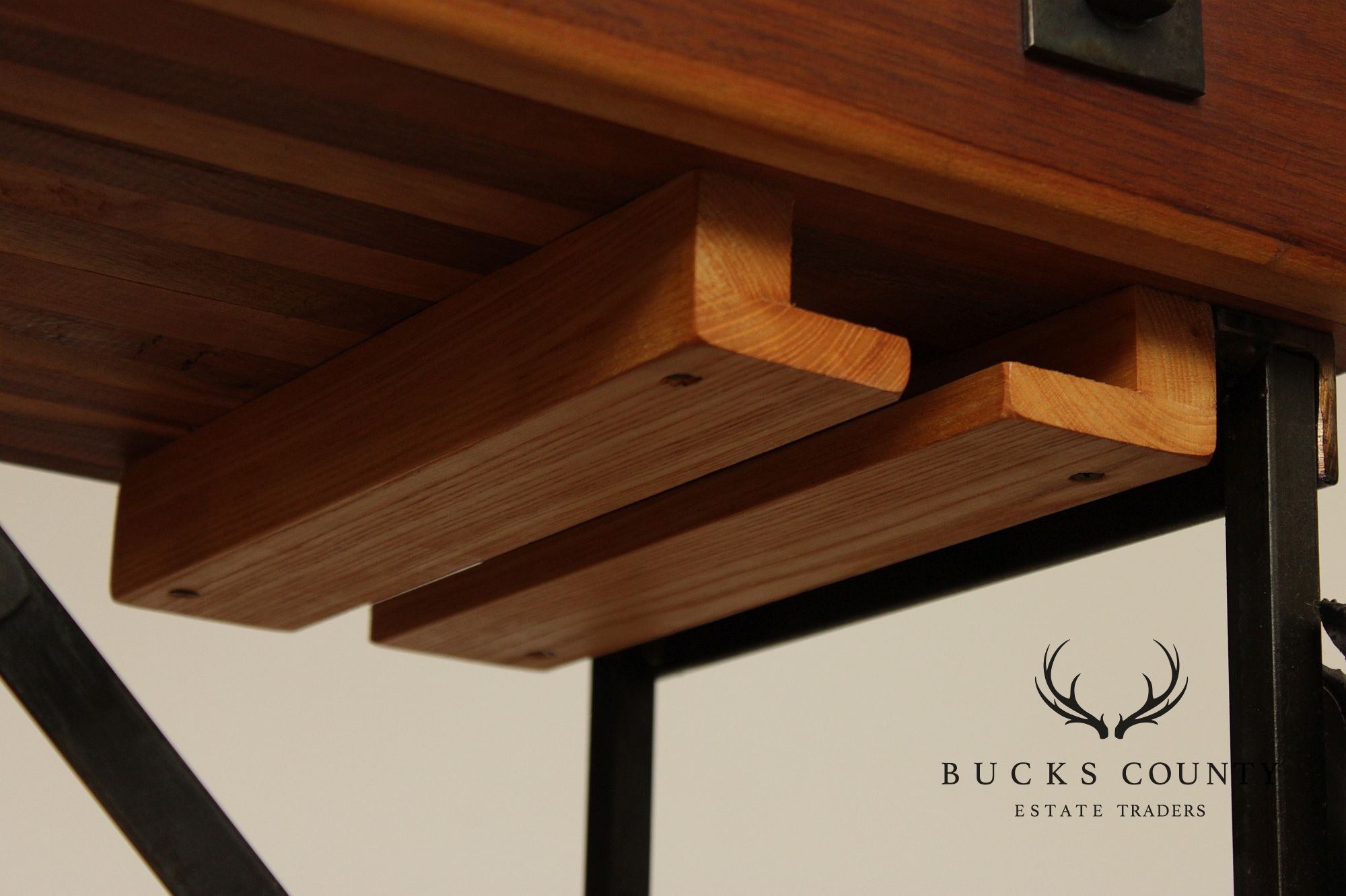 F.B. Farm Shenandoah Valley Butcher Block Iron Base Console Table & Wine Rack