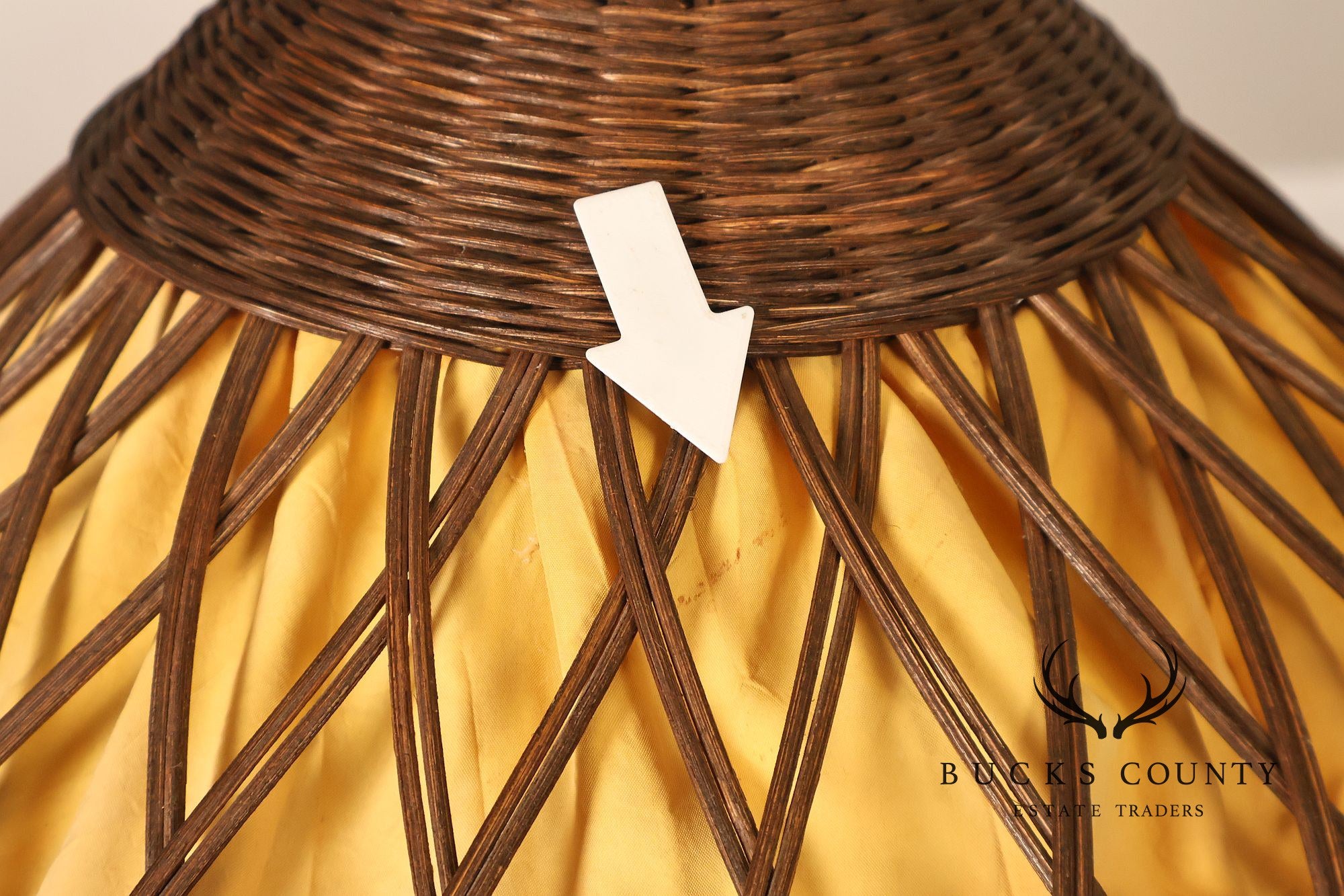 Antique Arts And Crafts Oak Table Lamp With Wicker Shade