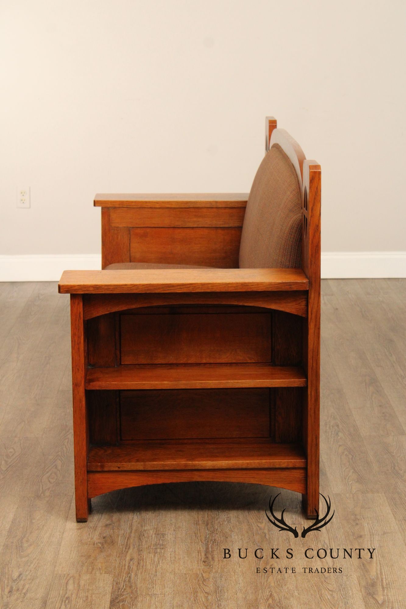 Antique Arts and Crafts Style Carved Oak Settle Sofa