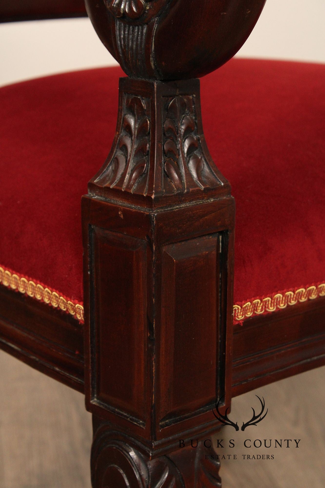 French Empire Style Pair of Mahogany Armchairs