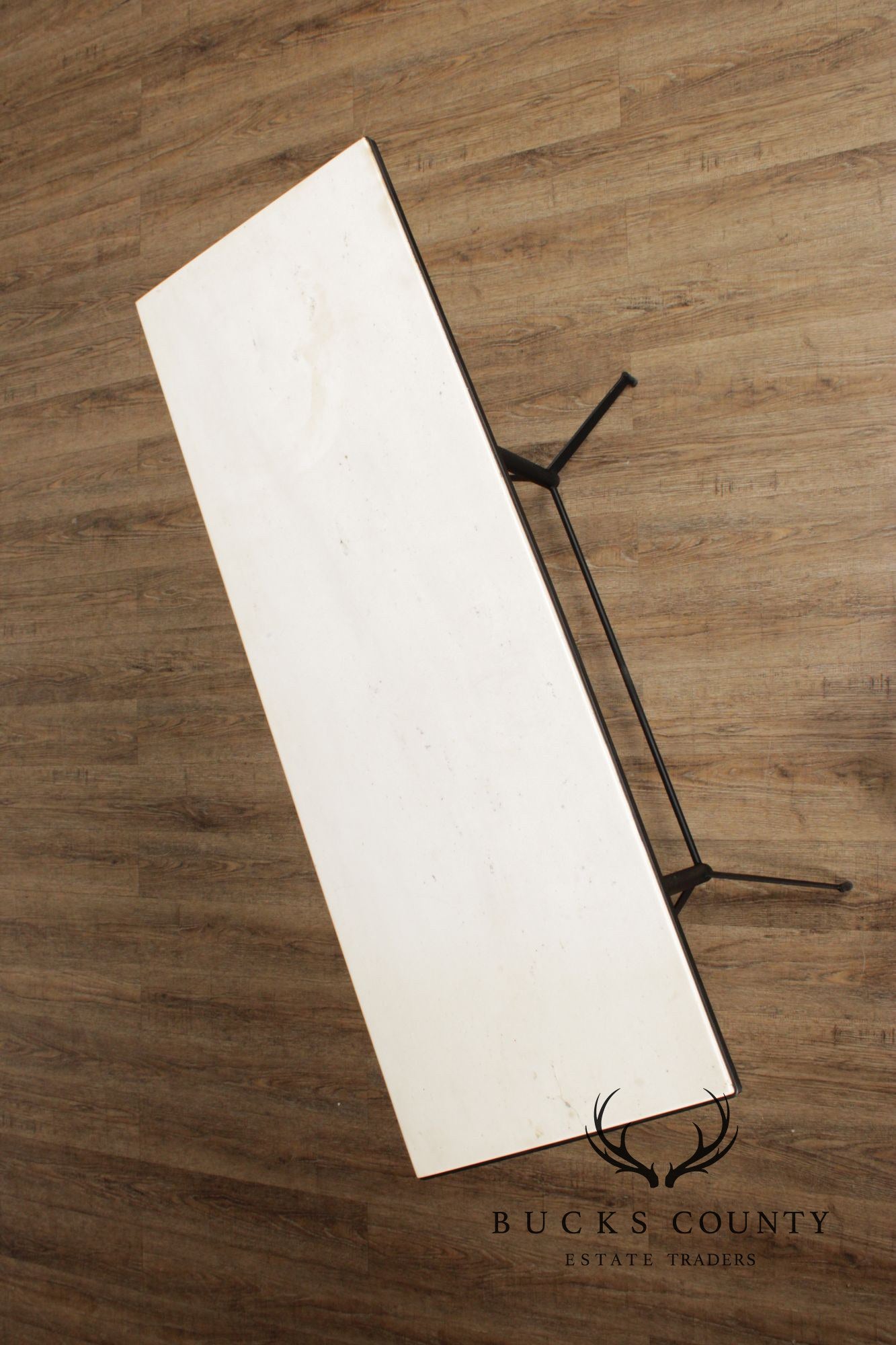 Mid Century Modern Industrial Marble Top Steel Console BarTable