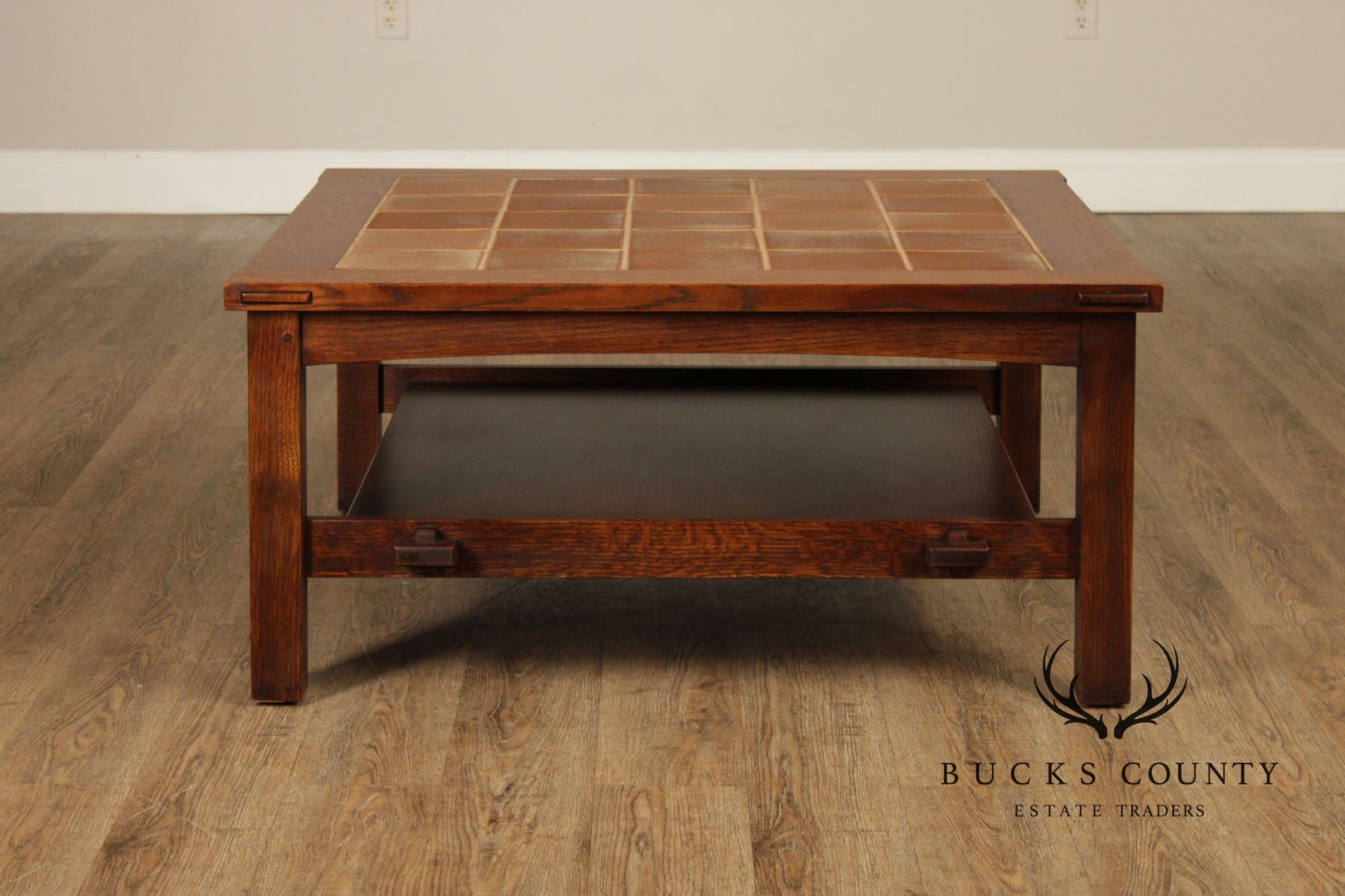 Stickley Mission Collection Oak Tile Top Coffee Table