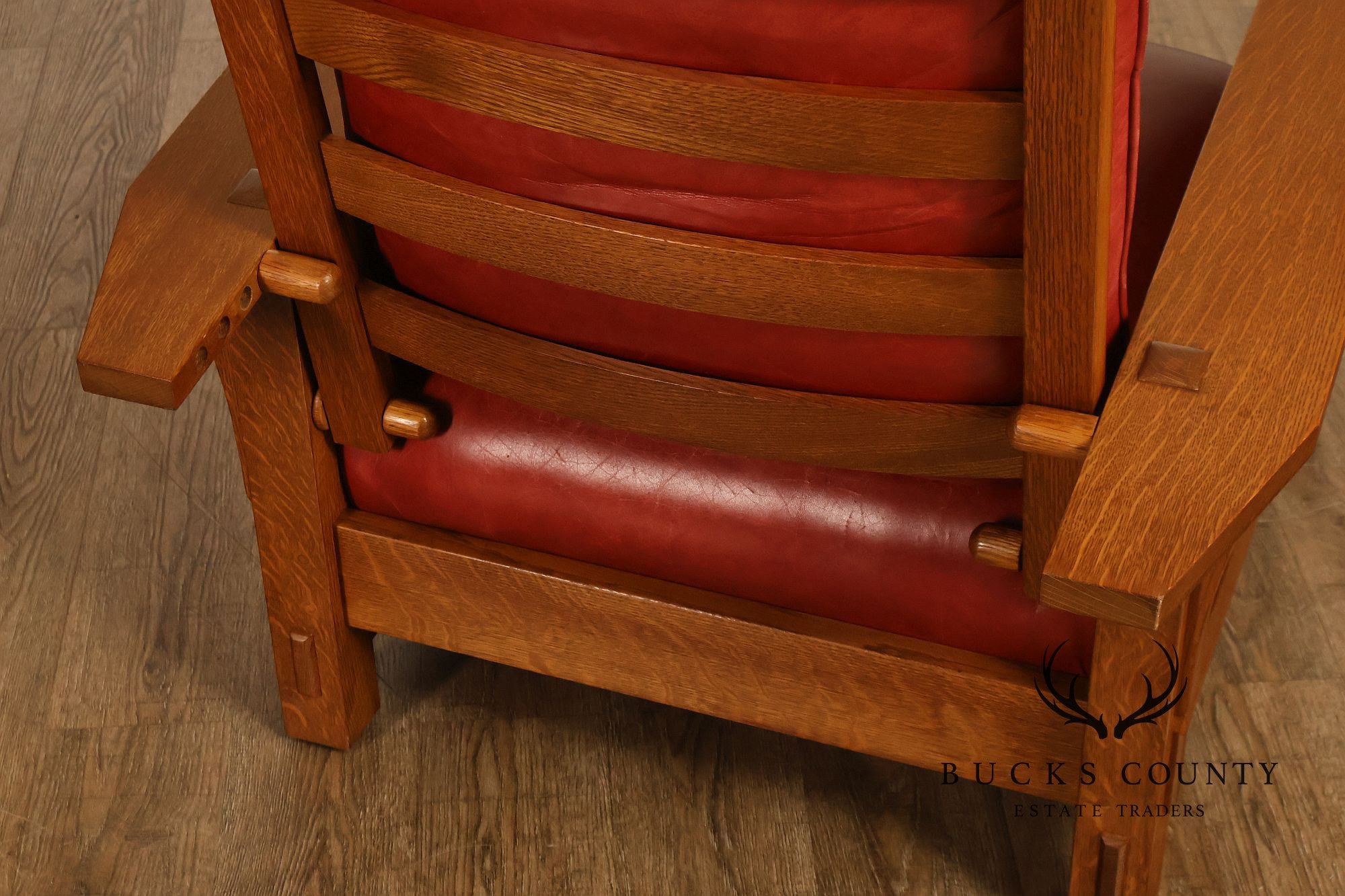 Stickley Mission Collection Pair Of Oak And Leather Morris Chairs