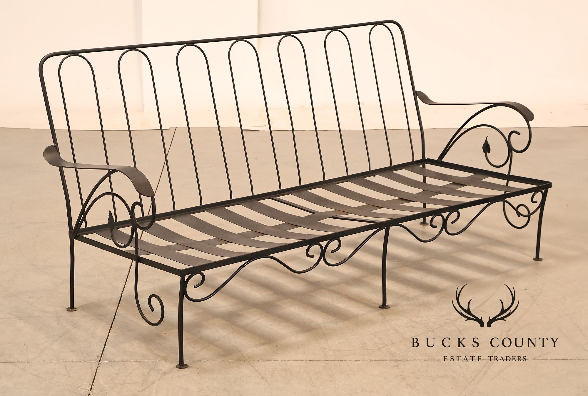 Vintage Wrought Iron Patio Garden Sofa With Cushions