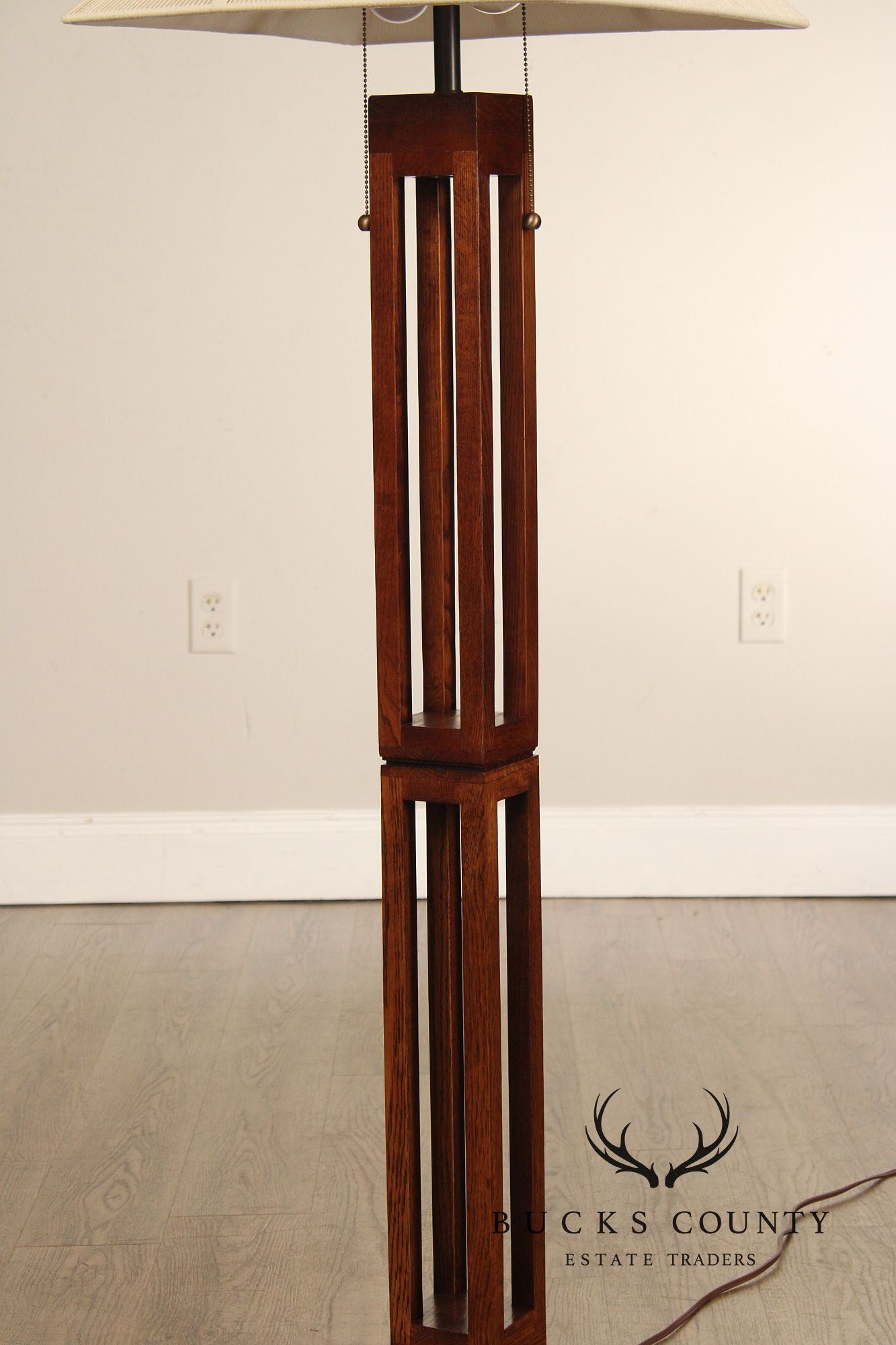 Quoizel Arts & Crafts Style Oak Floor Lamp