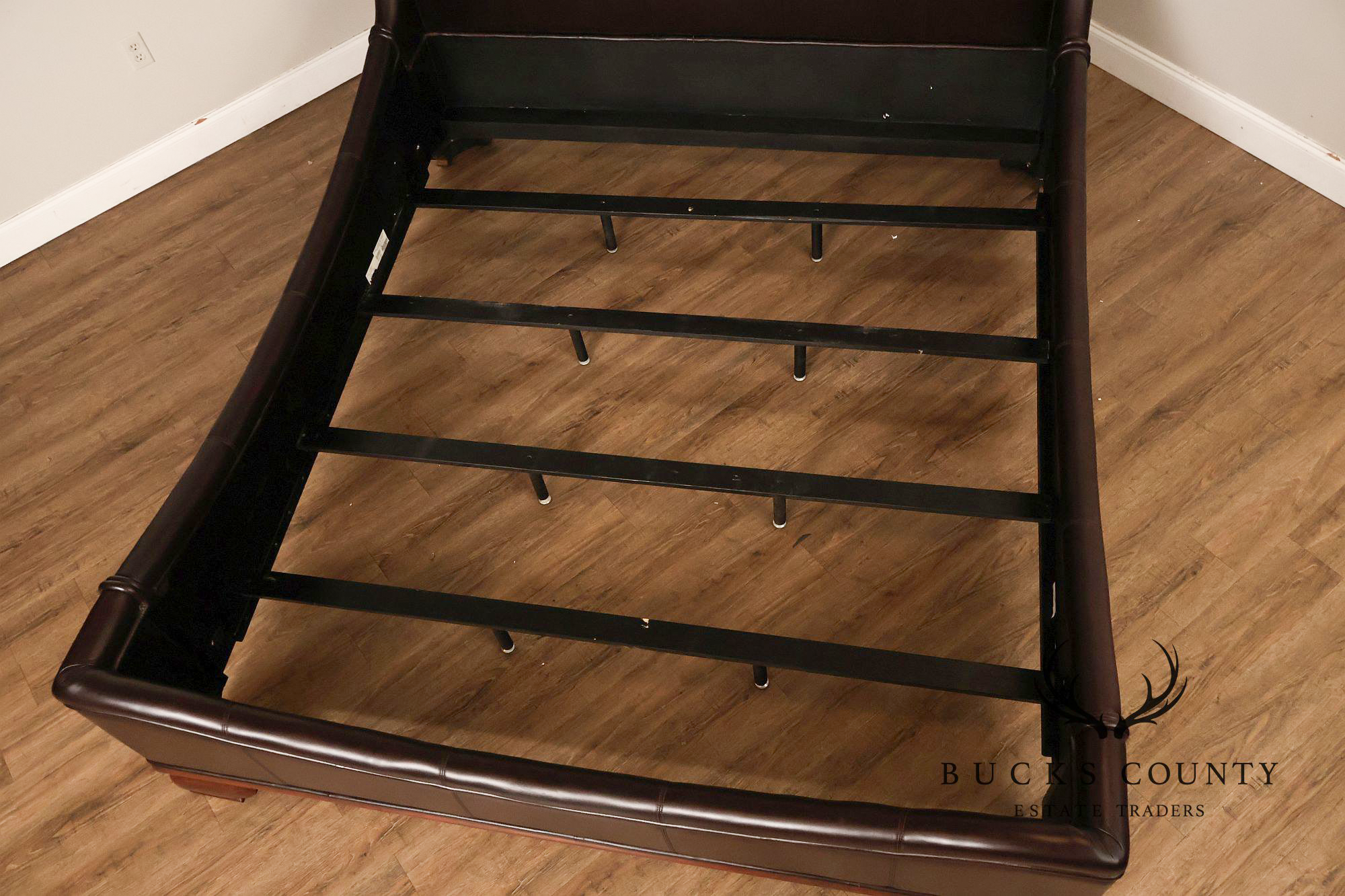 Stanley Leather King Size Sleigh Bed