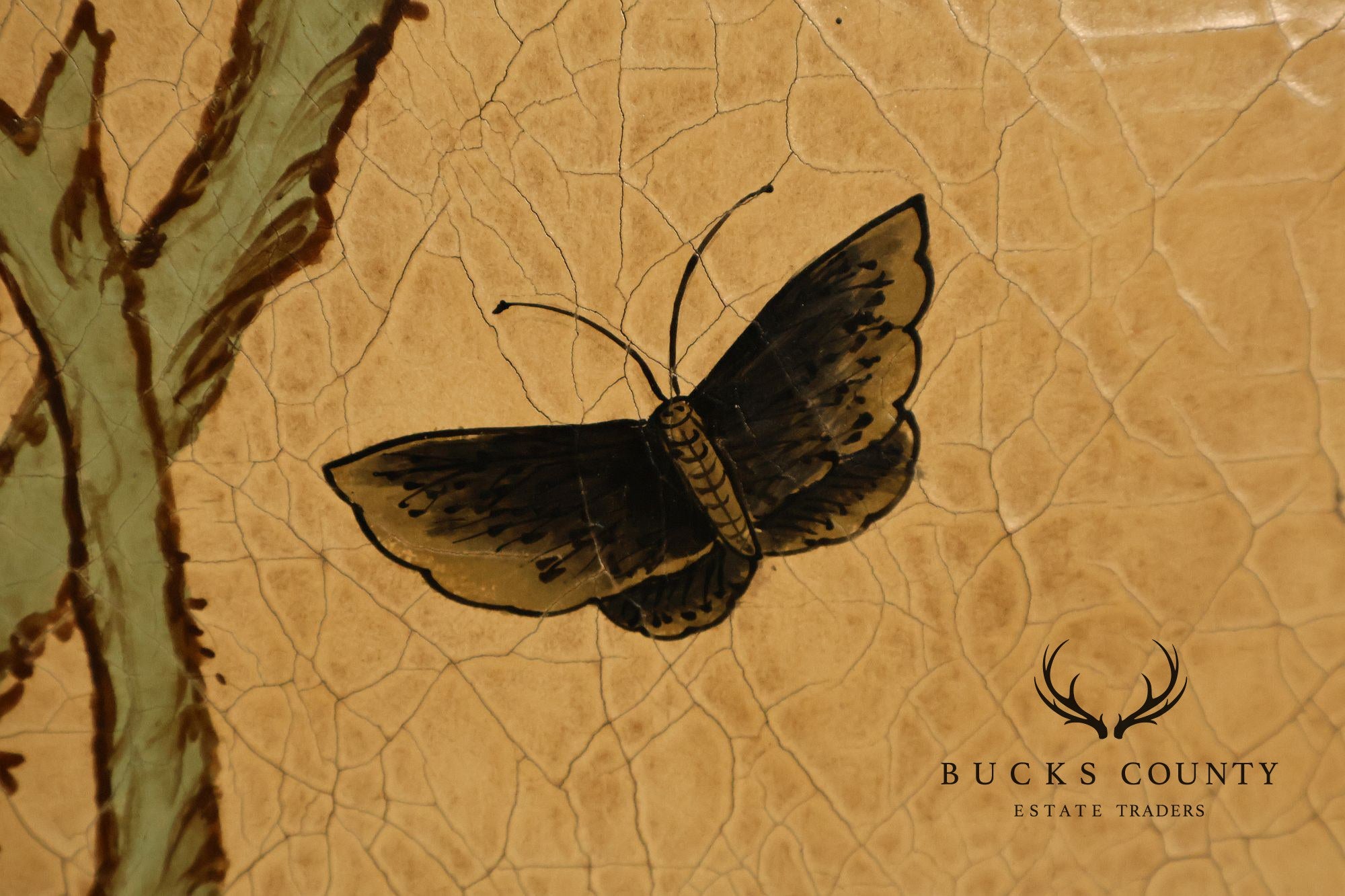 Decorative Crafts Chinoiserie Style Four Panel Hand-Painted Folding Screen