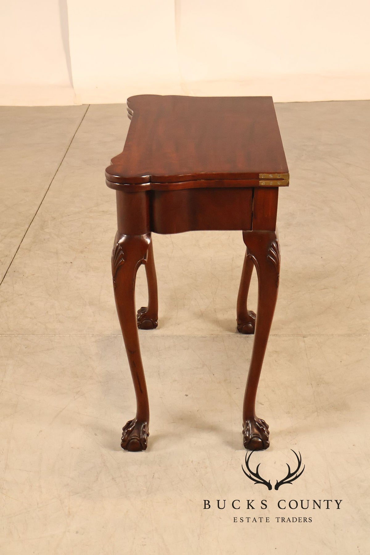 Chippendale Style Mahogany Pair Of Flip-Top Ball And Claw Game Tables