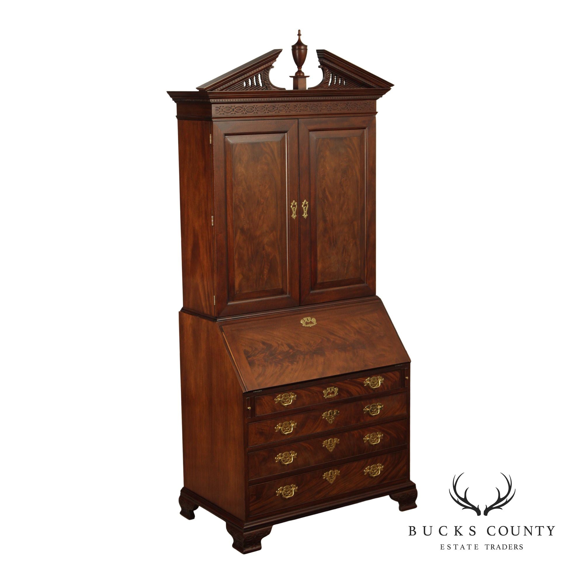 Baker Historic Charleston Collection Chippendale Style Mahogany Secretary Desk