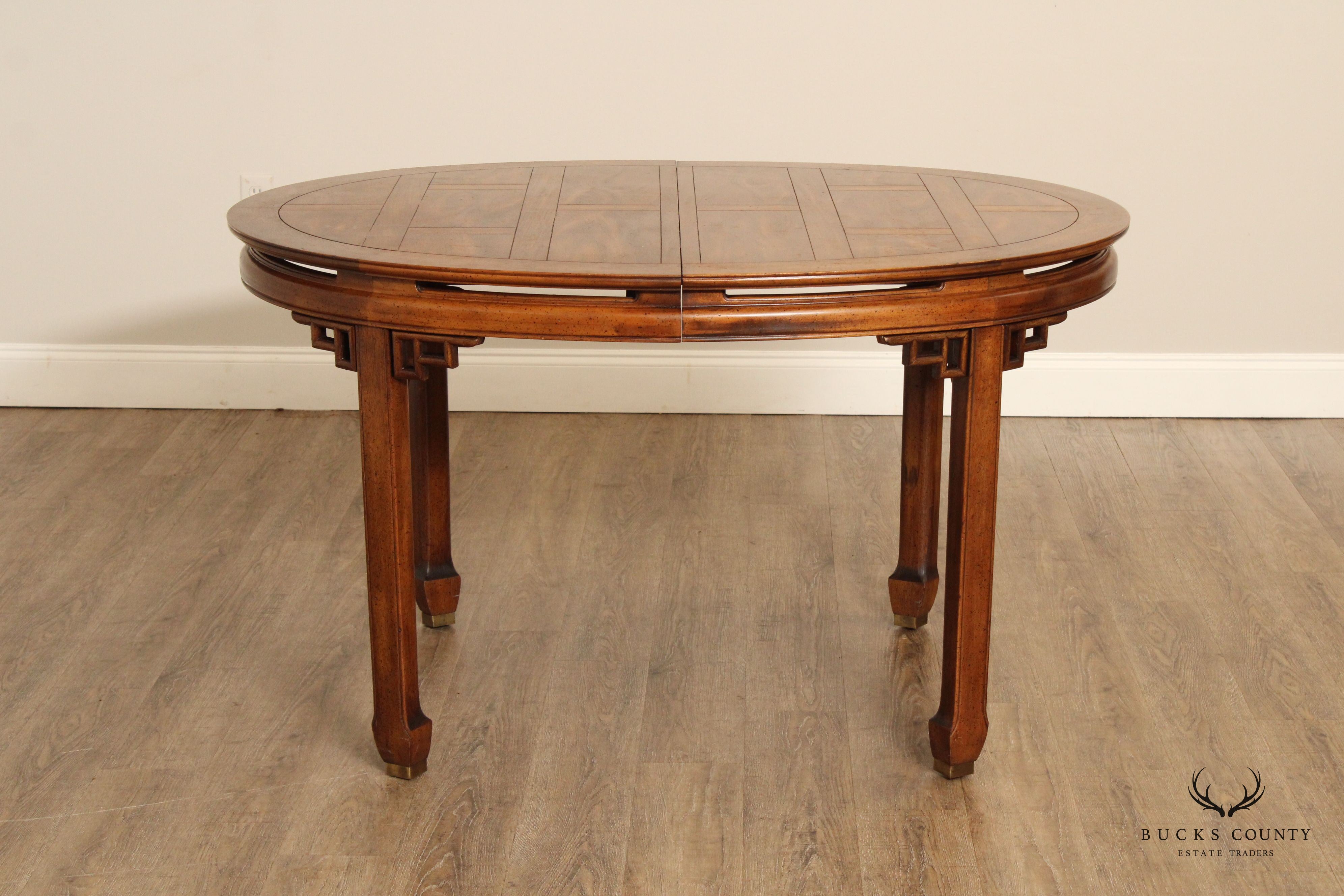 Asian Style Oval Mahogany Extendable Dining Table