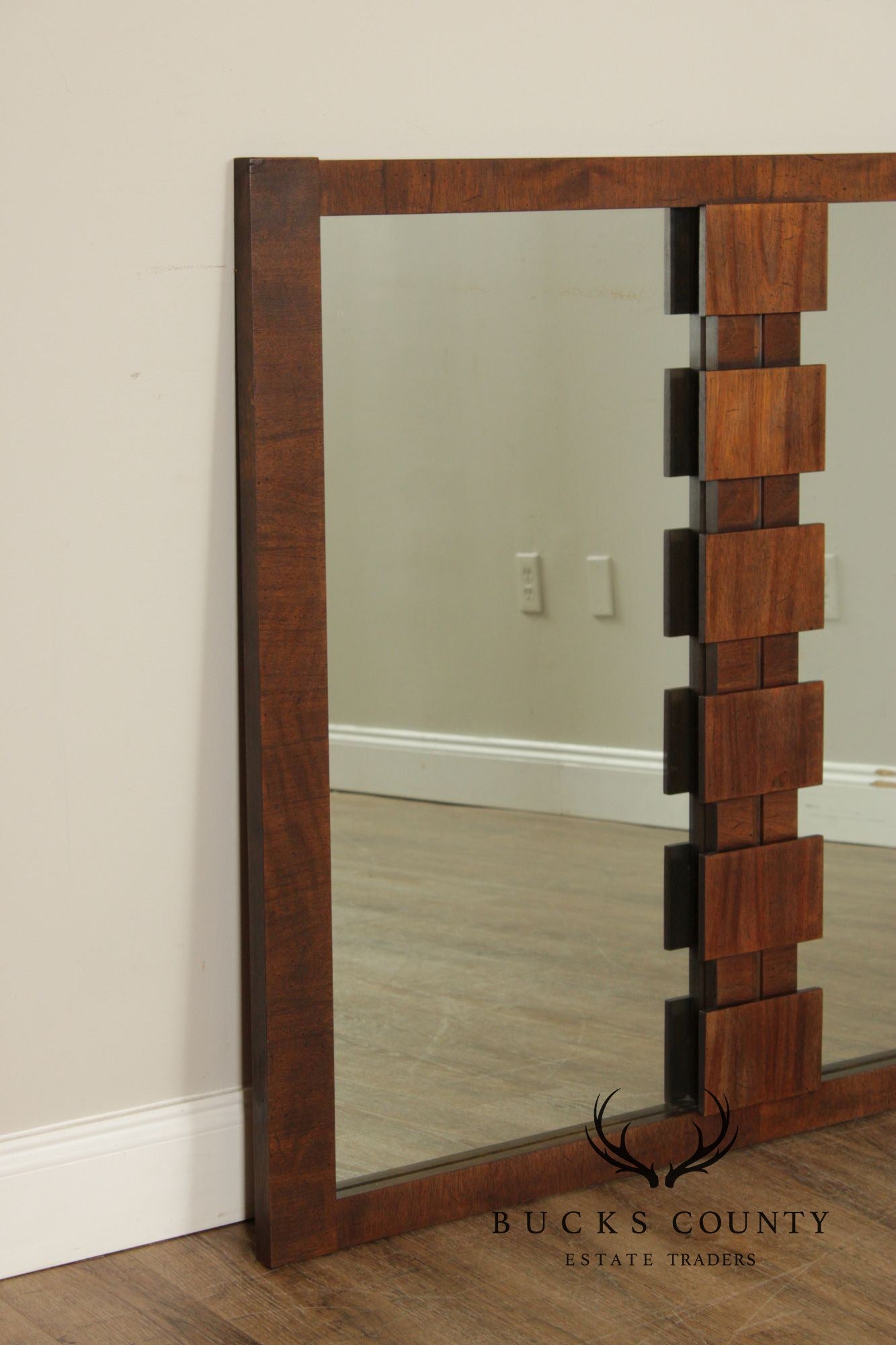 Lane 'Staccato' Brutalist Walnut Wall Mirror