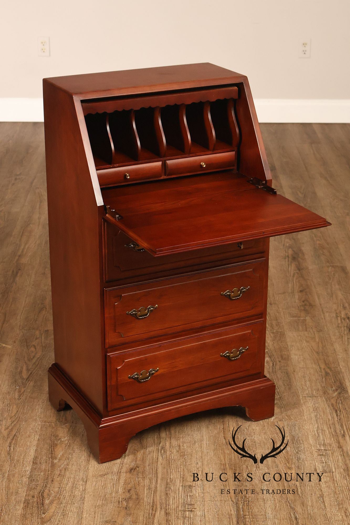 J.B. Van Sciver Co. Colonial Style Cherry Narrow Slant Front Desk